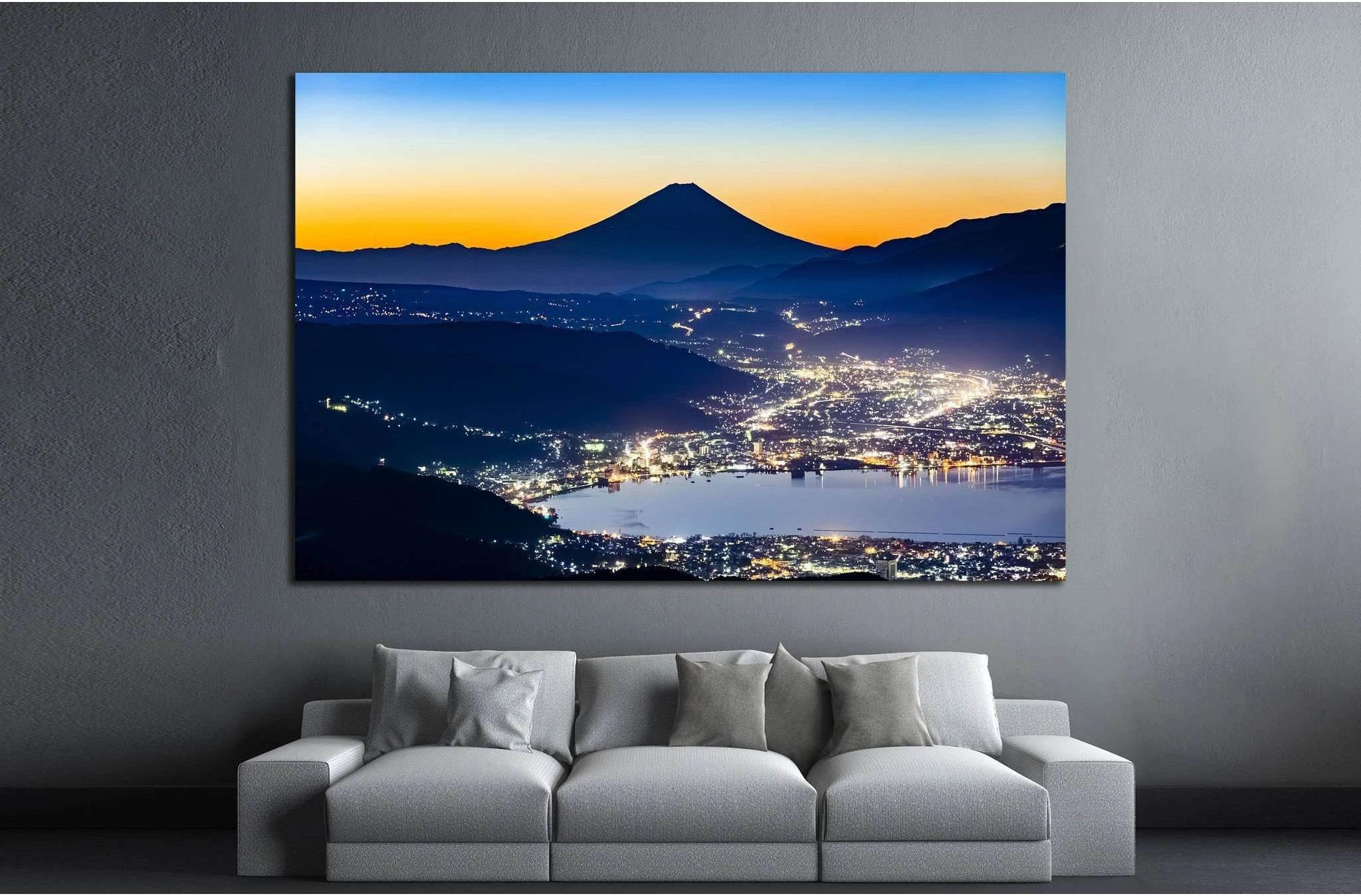 Lake Suwa and Mount Fuji, Japan №1252 Ready to Hang Canvas Print - Zellart Canvas Prints ALL_Products, s-1252
