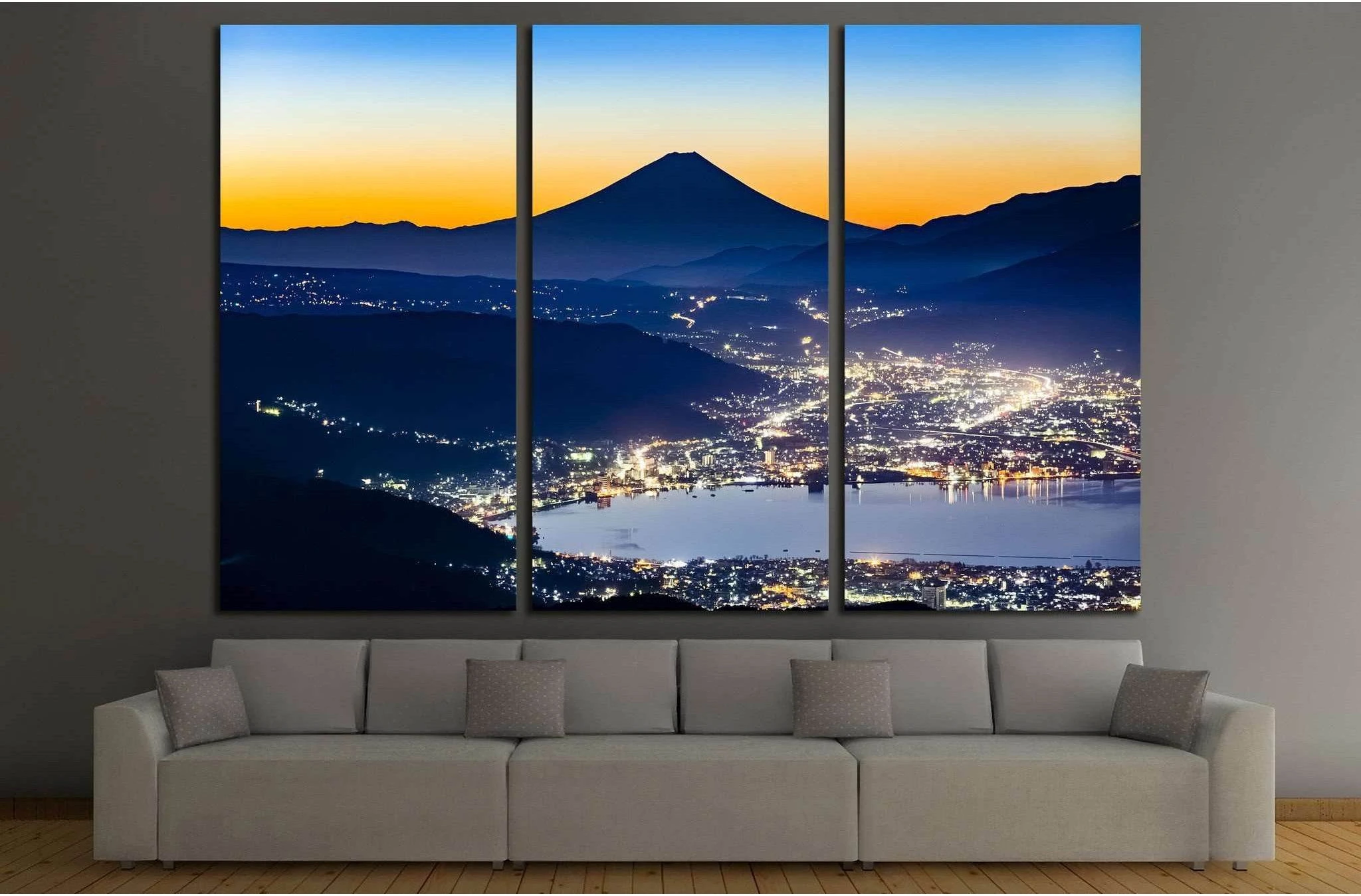Lake Suwa and Mount Fuji, Japan №1252 Ready to Hang Canvas Print - Zellart Canvas Prints ALL_Products, s-1252