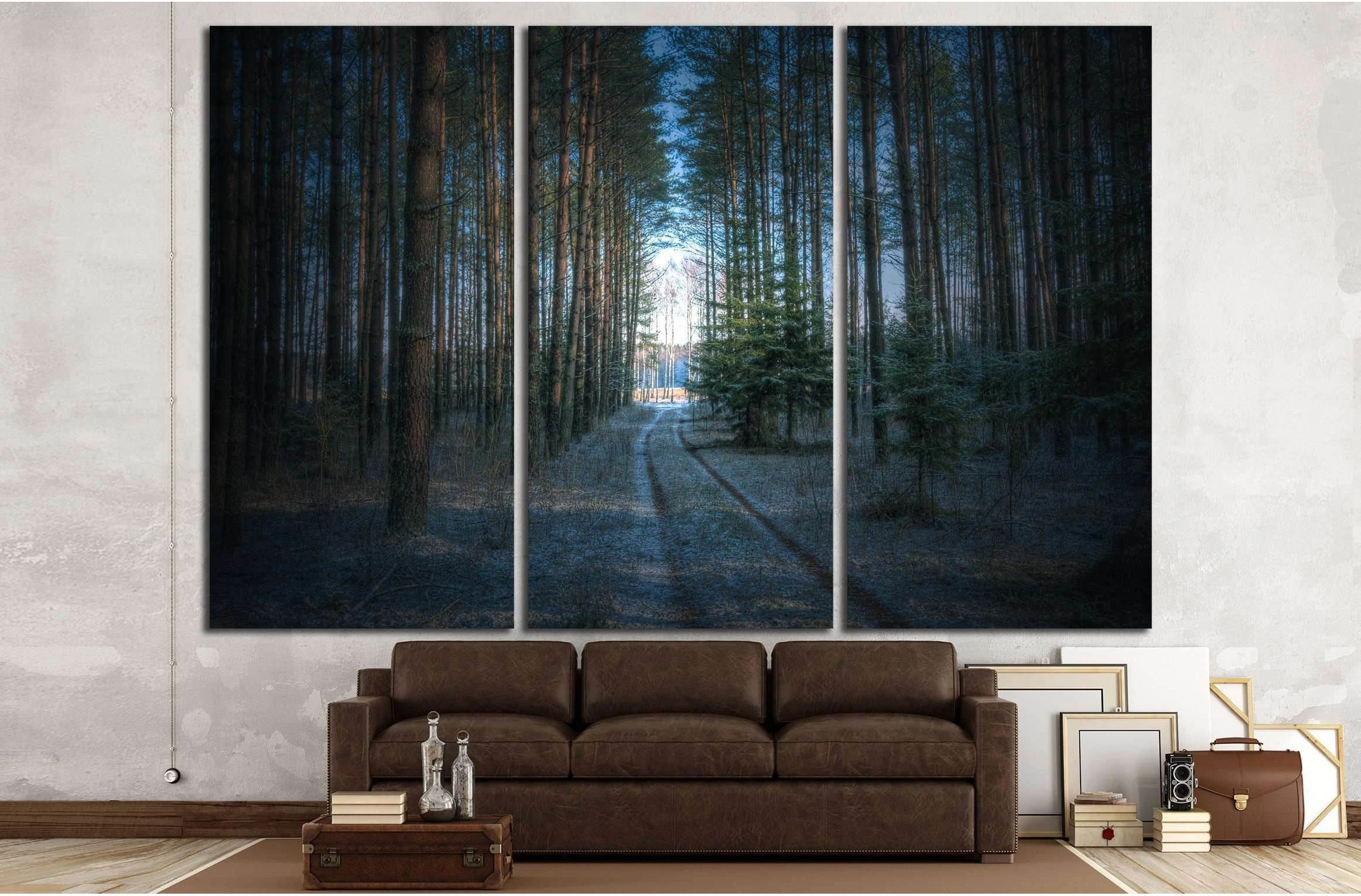 Landscape - forest road in winter time №3103 Ready to Hang Canvas Print - Zellart Canvas Prints ALL_Products, s-3103