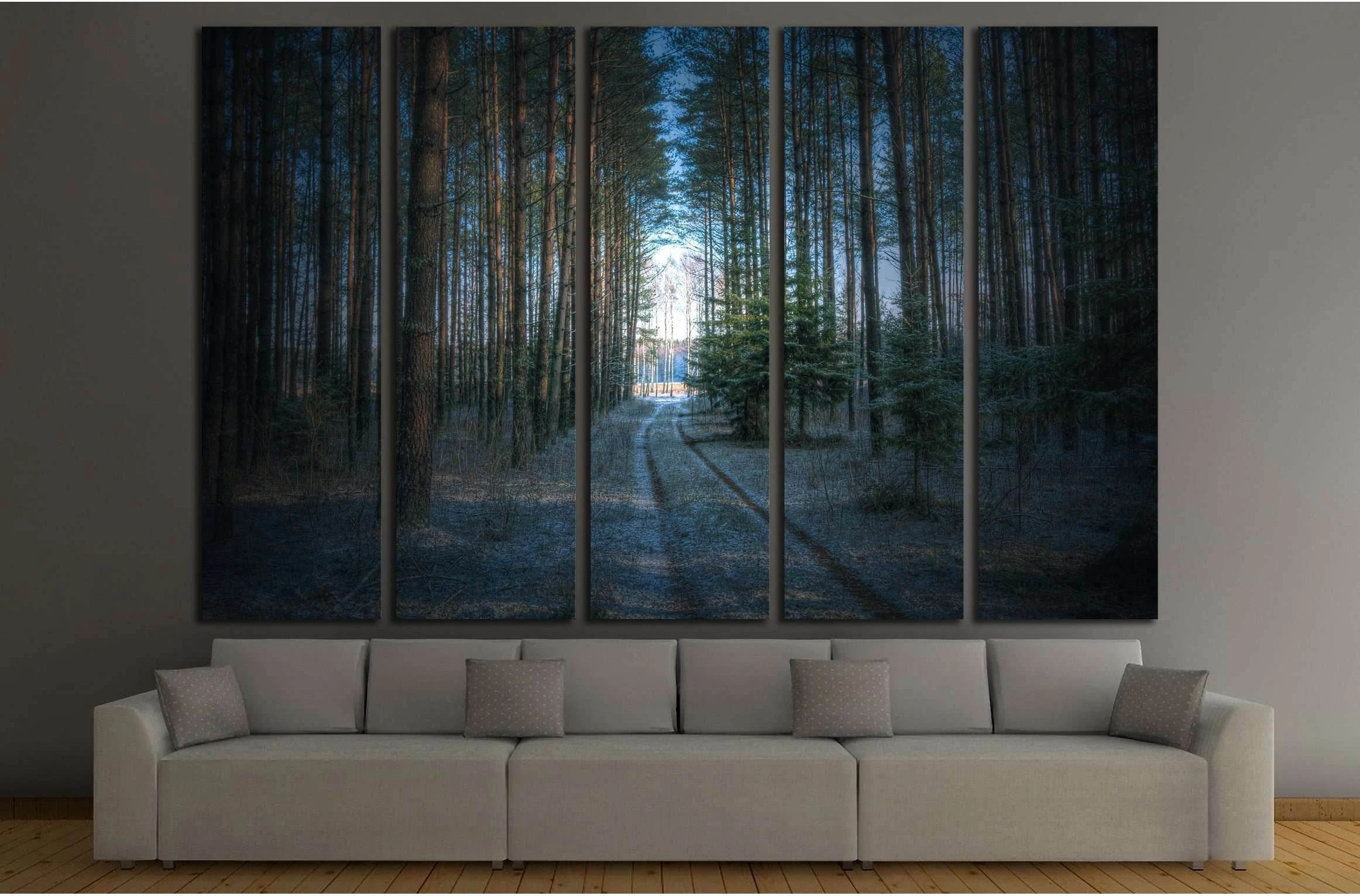 Landscape - forest road in winter time №3103 Ready to Hang Canvas Print - Zellart Canvas Prints ALL_Products, s-3103