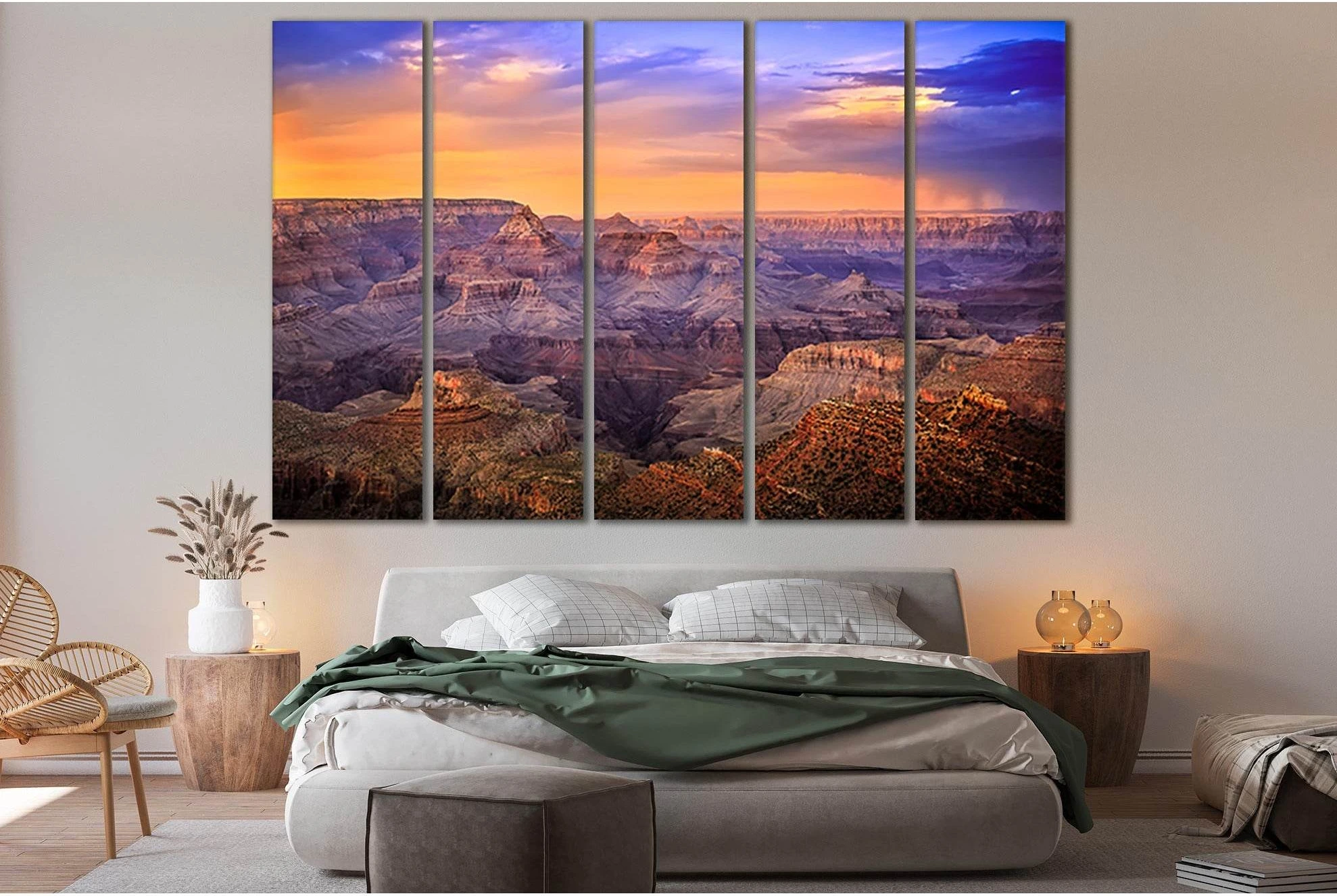 Landscape Grand Canyon At Sunset №SL230 Ready to Hang Canvas Print - Zellart Canvas Prints 0new, ALL_Products, SUNRISE & SUNSET WALL ART