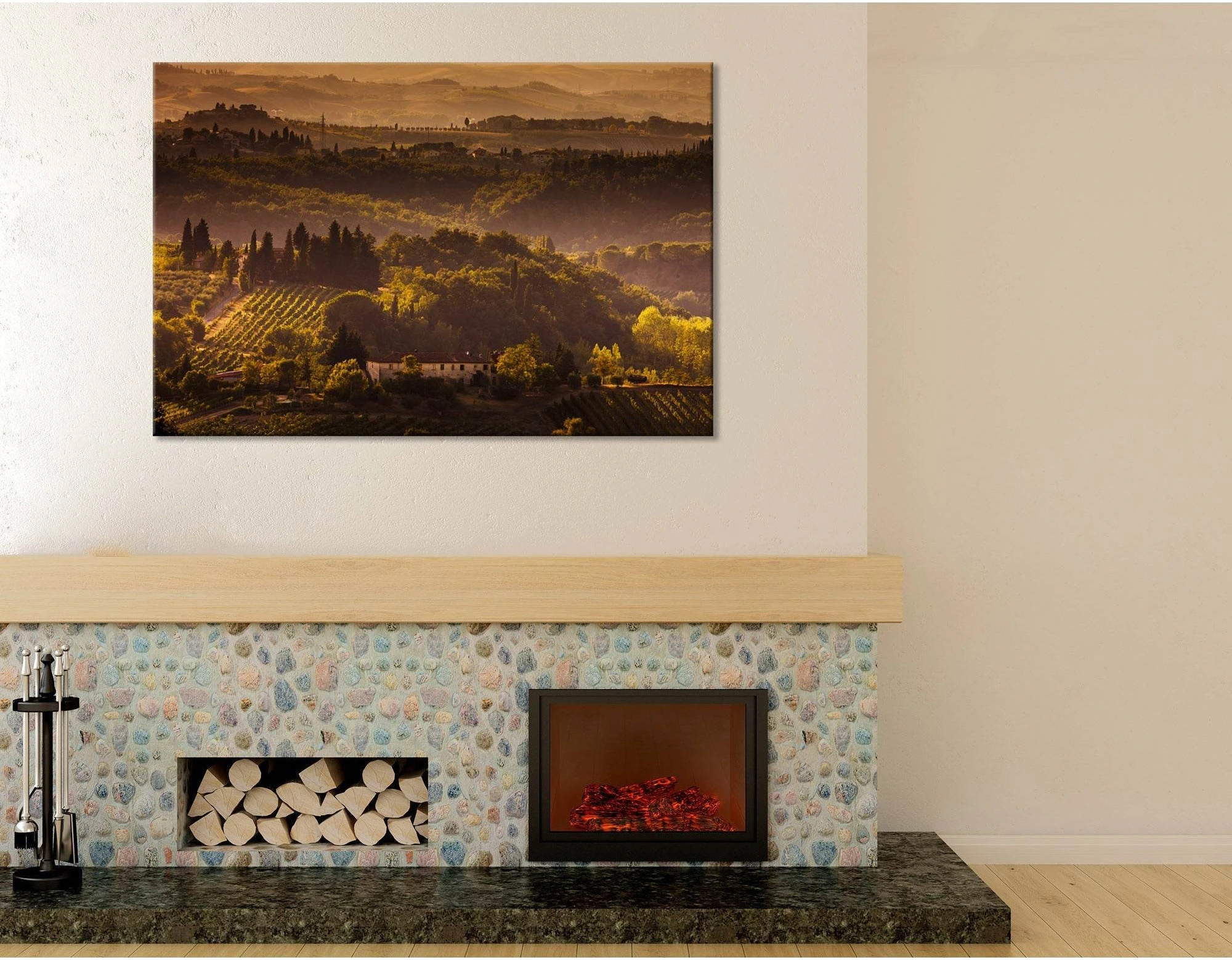 Landscape In Tuscany At Sunset In Summer №04206 Ready to Hang Canvas Print - Zellart Canvas Prints ALL_Products