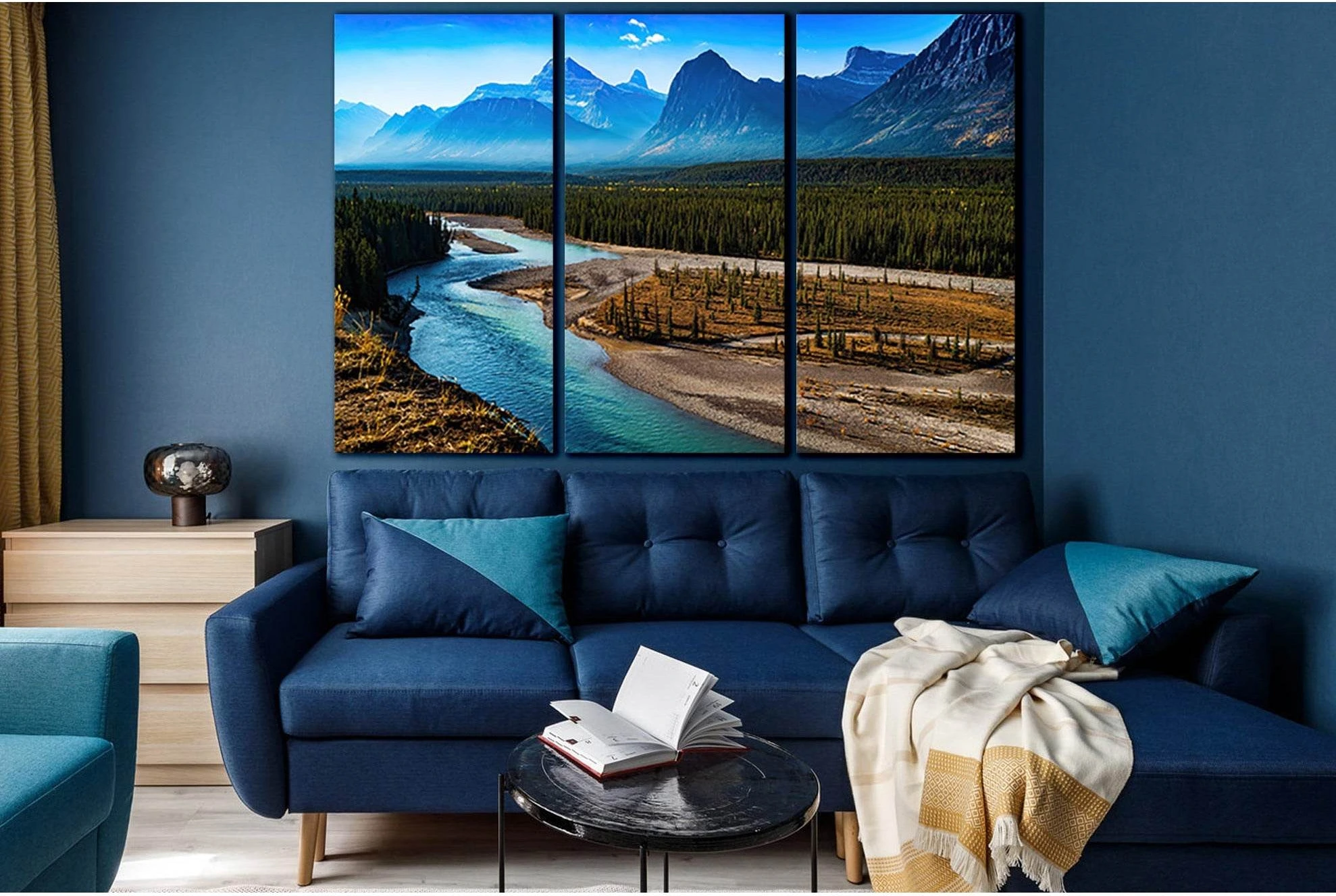 Landscape Mountain And River №SL1600 Ready to Hang Canvas Print - Zellart Canvas Prints 0new, ALL_Products, Mountains Wall Art, Nature Wall Art