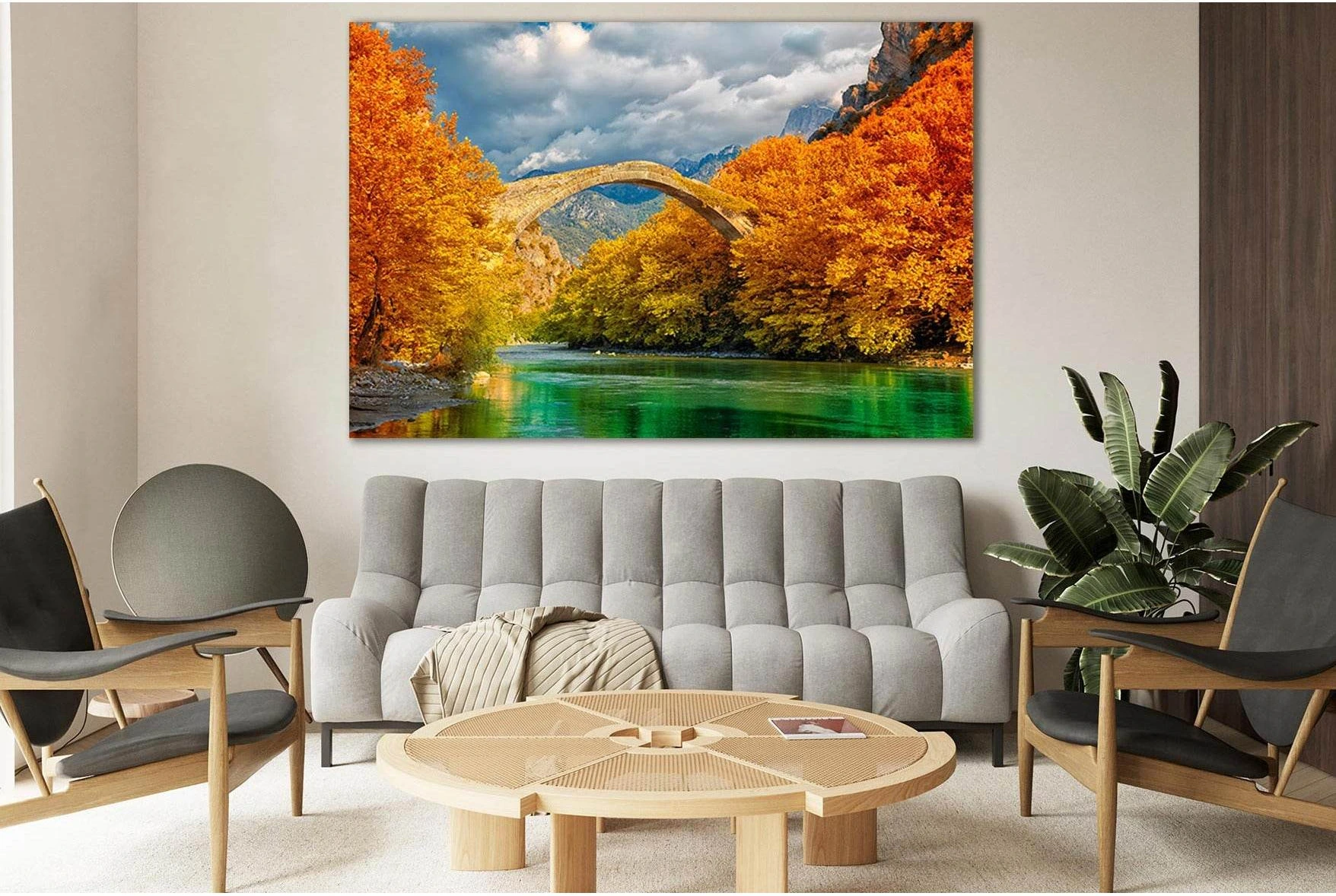 Landscape Of Konitsky Bridge №SL664 Ready to Hang Canvas Print - Zellart Canvas Prints 0new, ALL_Products, Autumn Wall Art
