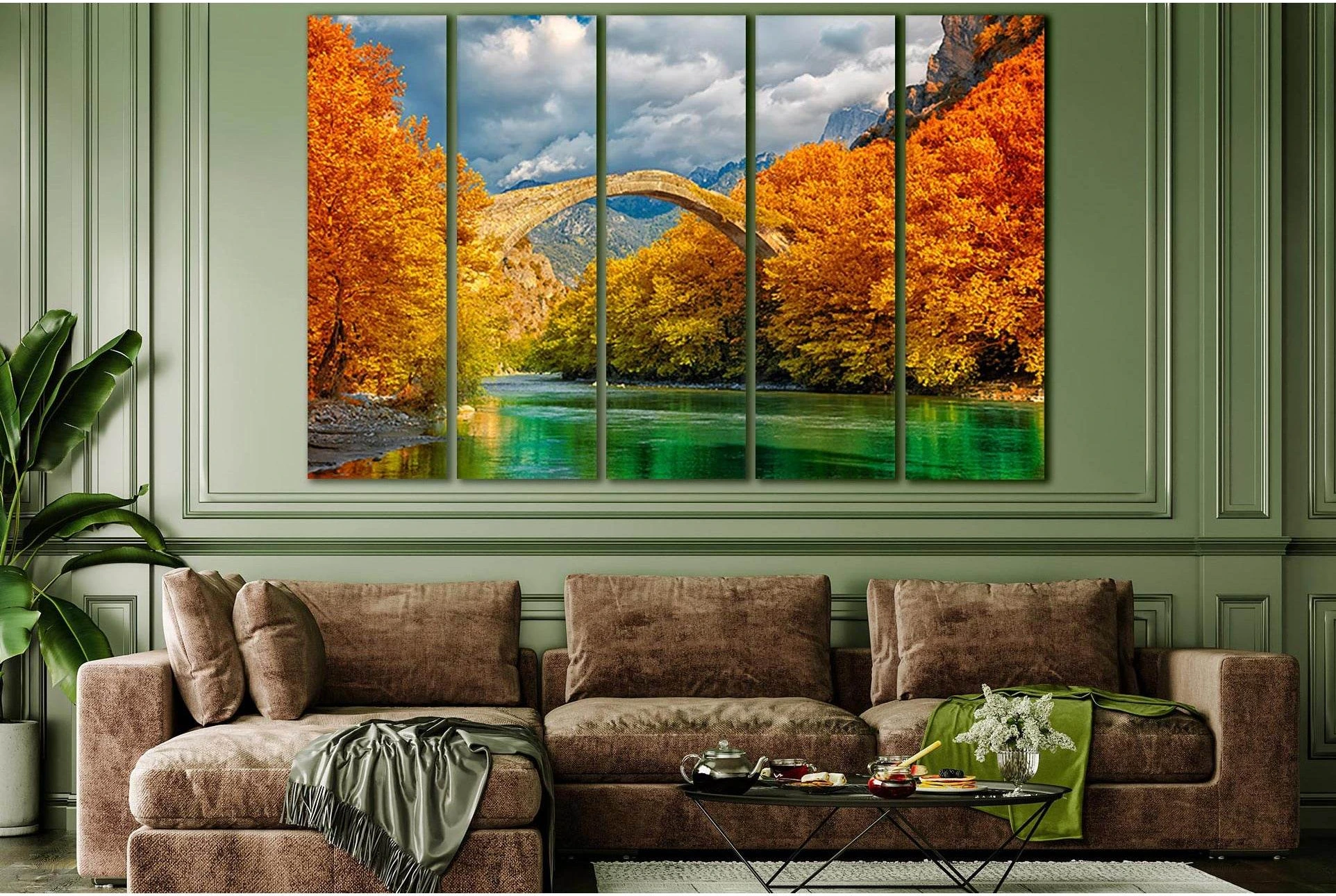 Landscape Of Konitsky Bridge №SL664 Ready to Hang Canvas Print - Zellart Canvas Prints 0new, ALL_Products, Autumn Wall Art
