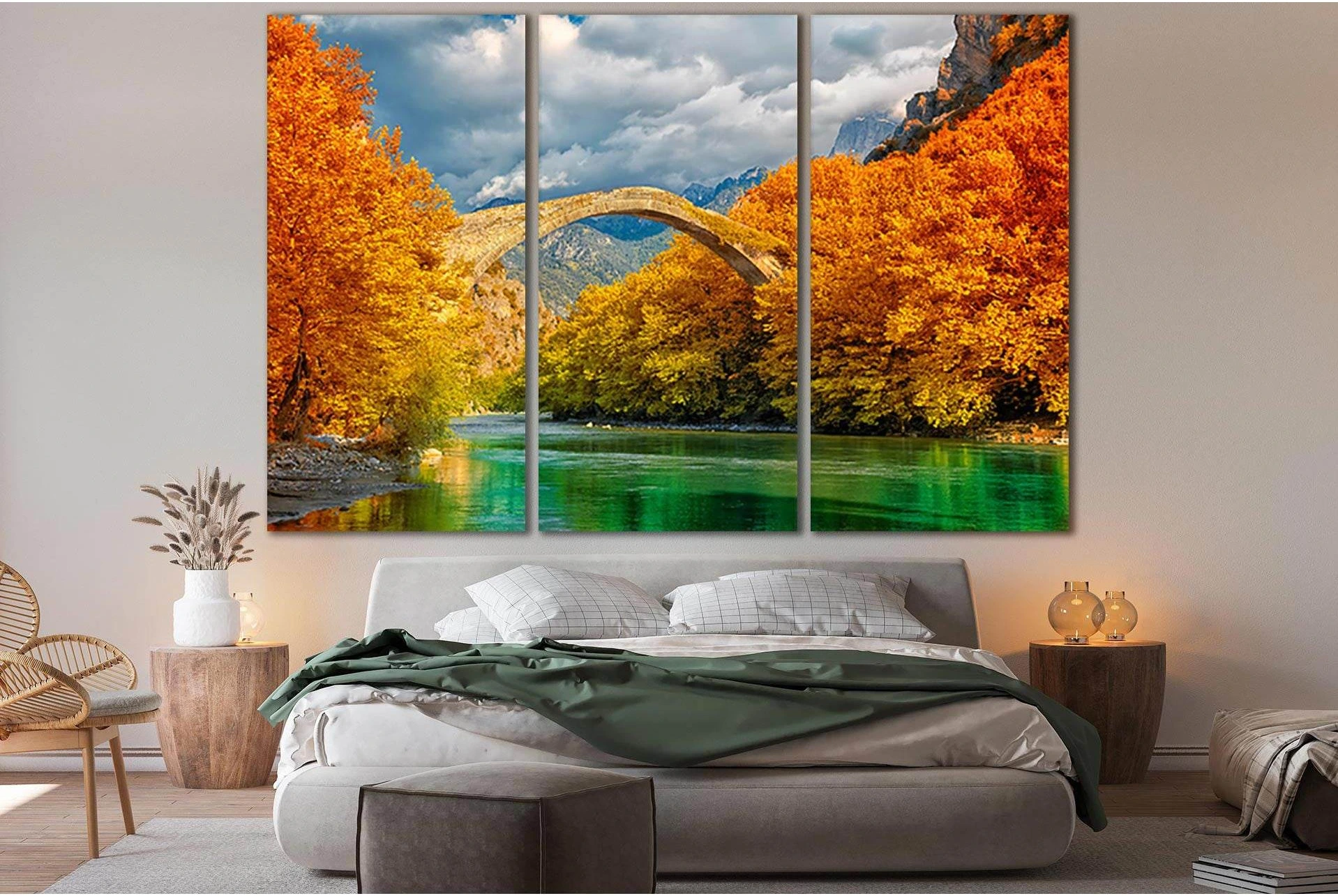 Landscape Of Konitsky Bridge №SL664 Ready to Hang Canvas Print - Zellart Canvas Prints 0new, ALL_Products, Autumn Wall Art
