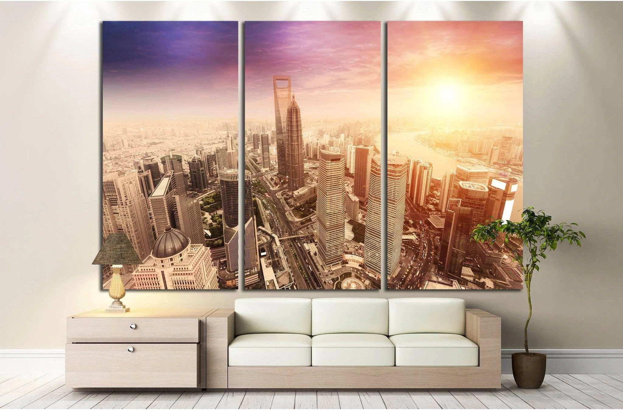 landscape of shanghai №1161 Ready to Hang Canvas Print - Zellart Canvas Prints ALL_Products, s-1161
