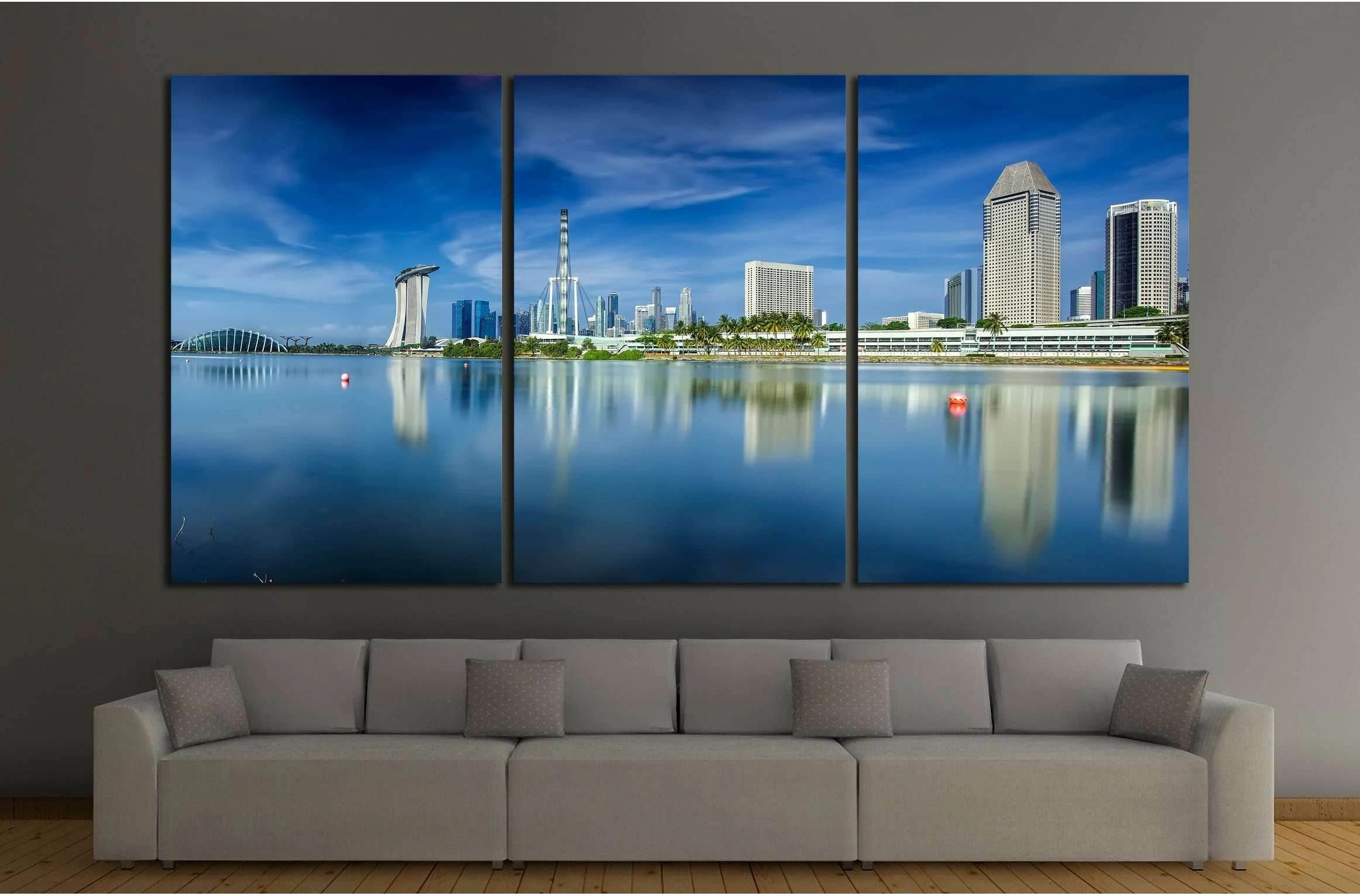 Landscape of Singapore city in day morning time №2165 Ready to Hang Canvas Print - Zellart Canvas Prints ALL_Products, s-2165