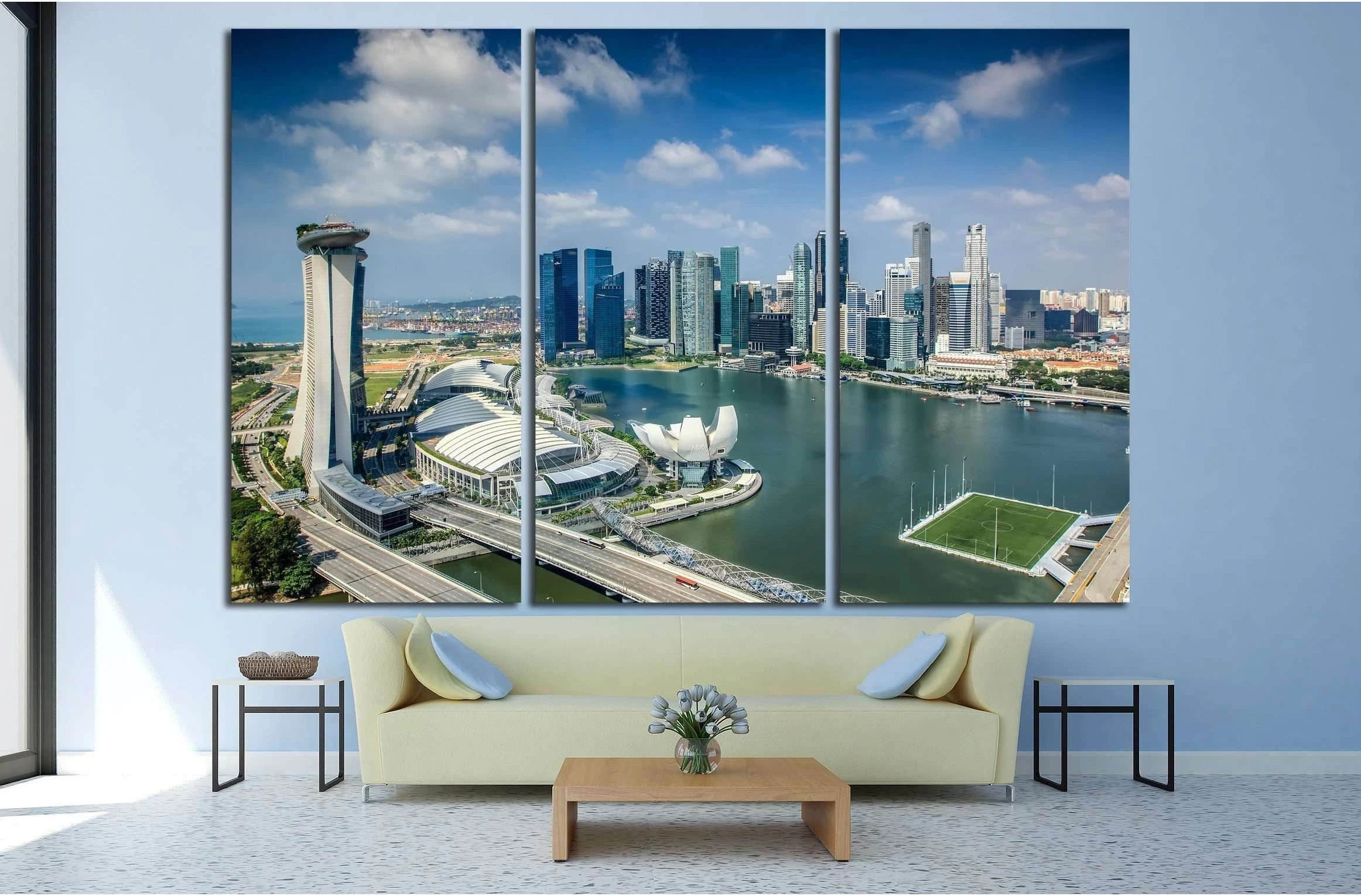 Landscape of Singapore city in day morning time. №2166 Ready to Hang Canvas Print - Zellart Canvas Prints ALL_Products, s-2166