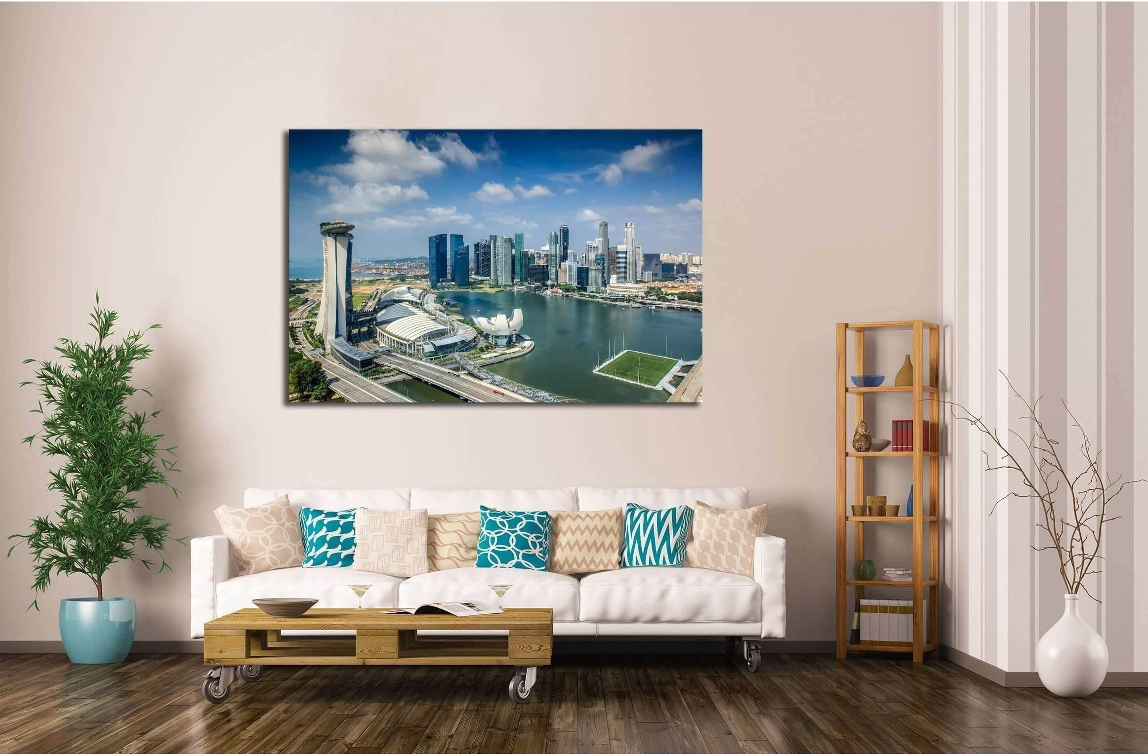 Landscape of Singapore city in day morning time. №2166 Ready to Hang Canvas Print - Zellart Canvas Prints ALL_Products, s-2166