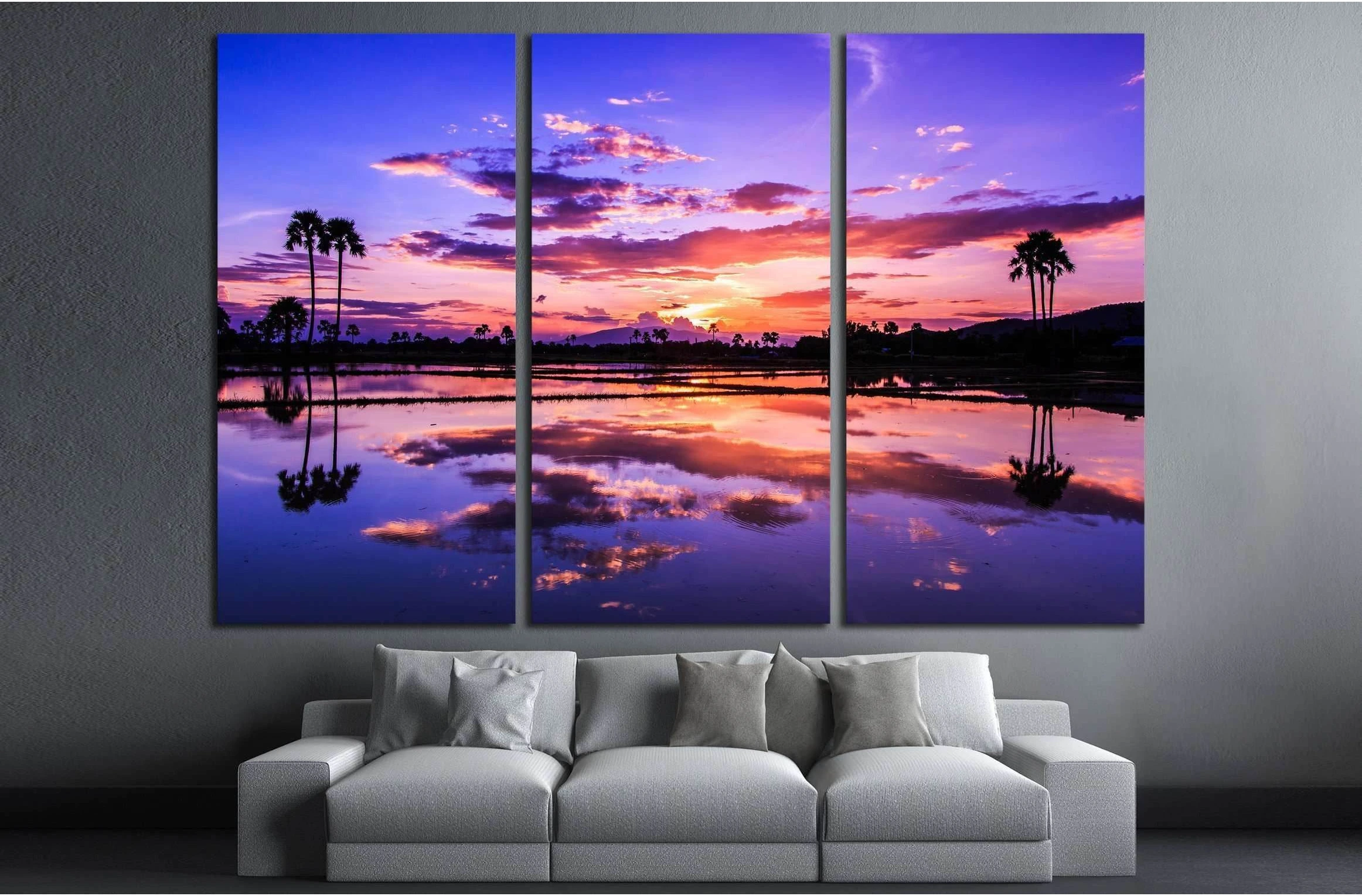 Landscape, sunset in nature №2851 Ready to Hang Canvas Print - Zellart Canvas Prints ALL_Products, s-2851