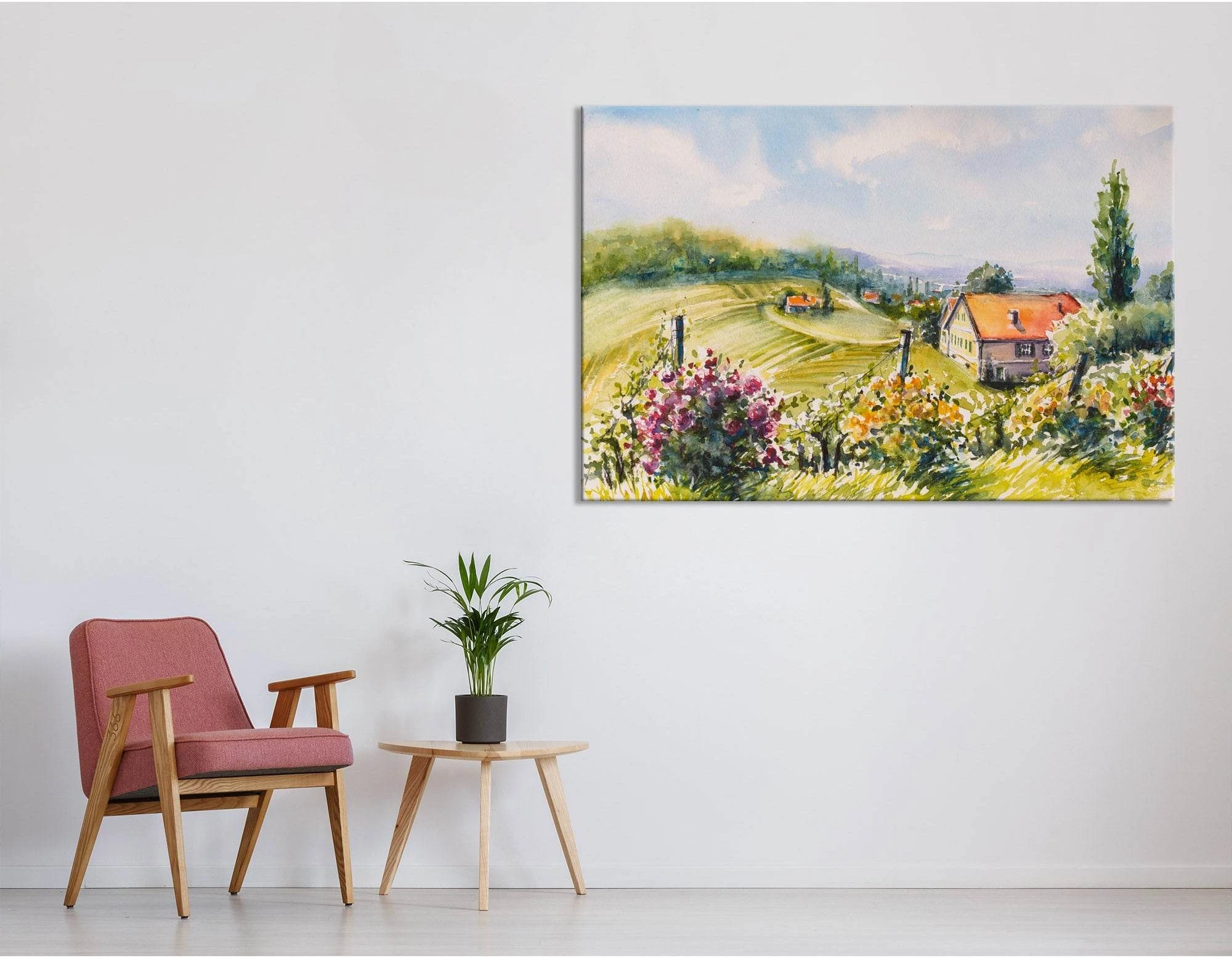 Landscape With Summer Vineyards And Roses Bushes In South Styria, Austria №04215 Ready to Hang Canvas Print - Zellart Canvas Prints ALL_Products