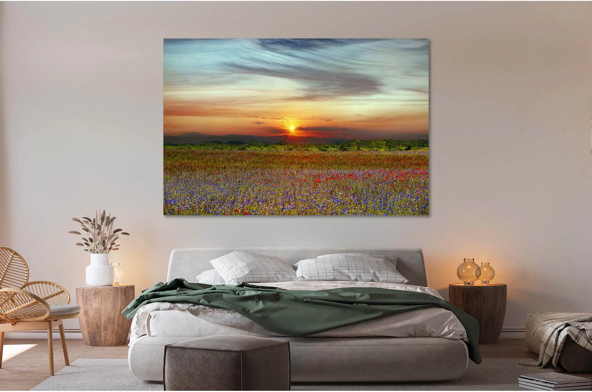 Landscape with sunset №D1241 Ready to Hang Canvas Print - Zellart Canvas Prints 0new, ALL_Products, Sunrise & sunset wall art