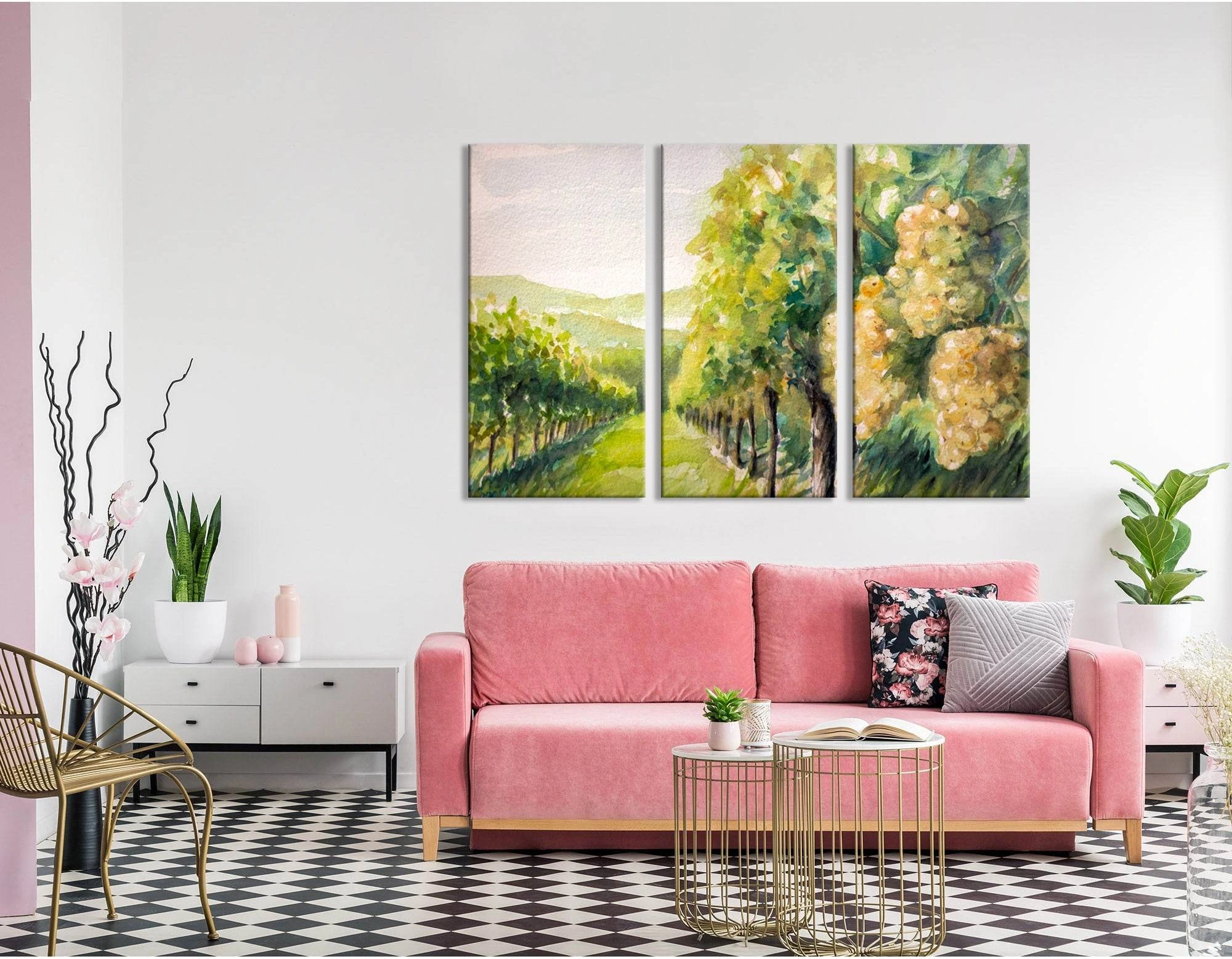Landscape With Vineyard №04214 Ready to Hang Canvas Print - Zellart Canvas Prints ALL_Products