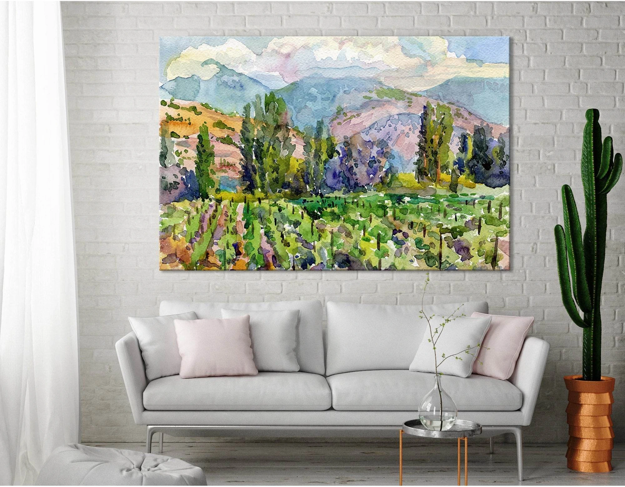 Landscape With Vineyard №04218 Ready to Hang Canvas Print - Zellart Canvas Prints ALL_Products