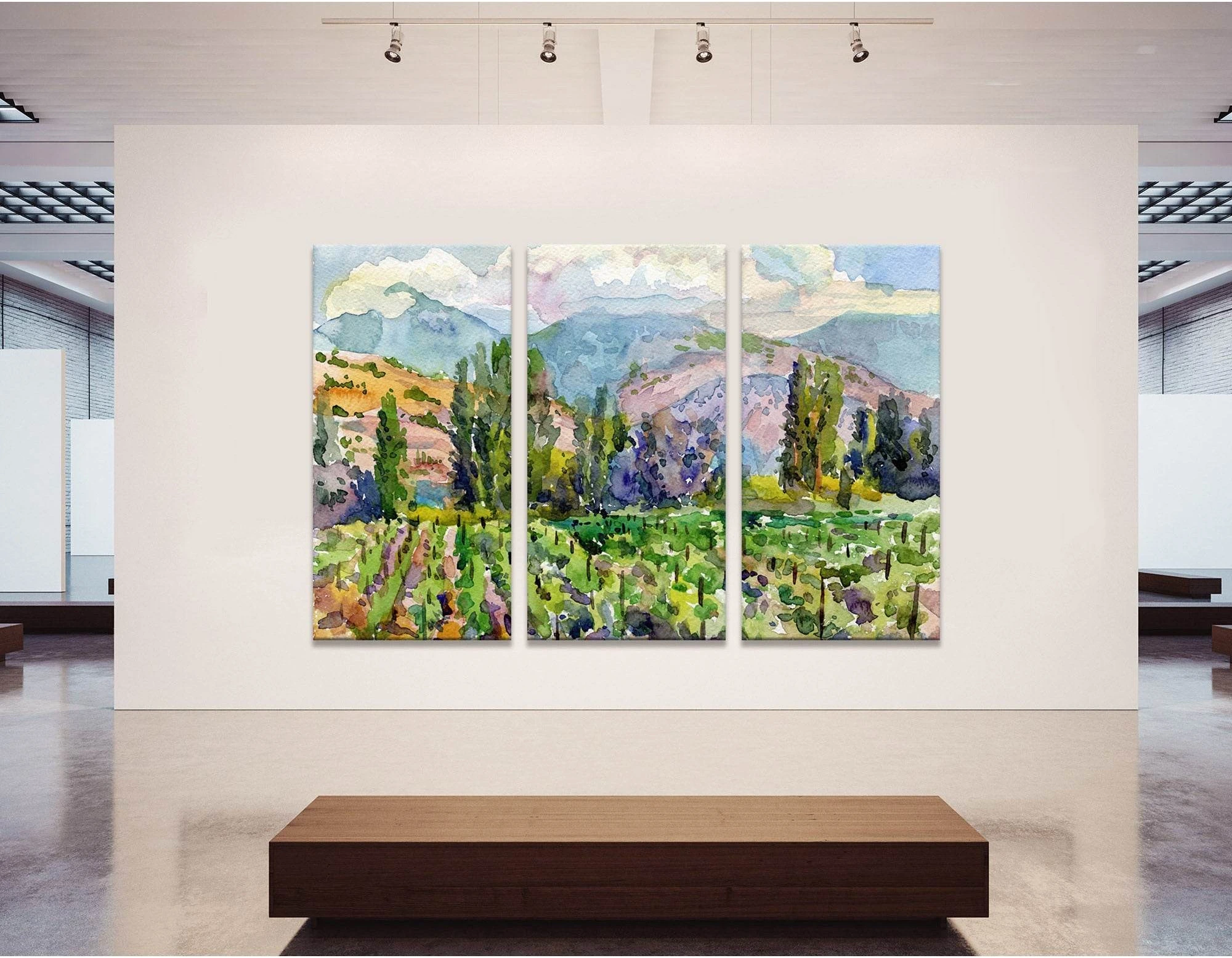 Landscape With Vineyard №04218 Ready to Hang Canvas Print - Zellart Canvas Prints ALL_Products