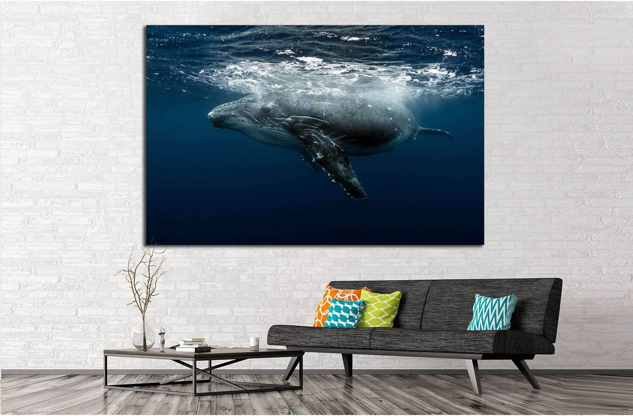 Large Whale №513 Ready to Hang Canvas Print - Zellart Canvas Prints ALL_Products, s-513, Whale
