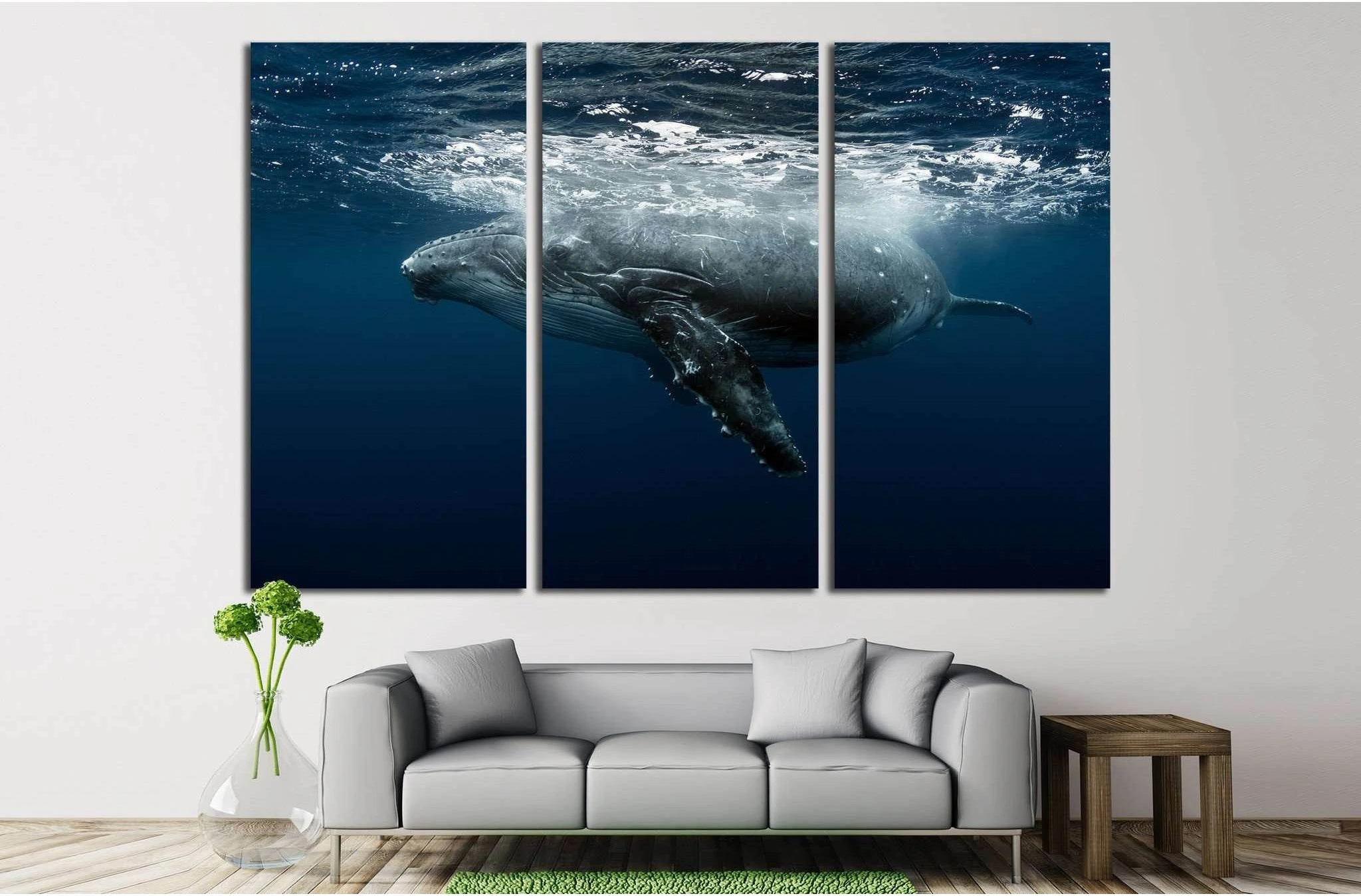 Large Whale №513 Ready to Hang Canvas Print - Zellart Canvas Prints ALL_Products, s-513, Whale