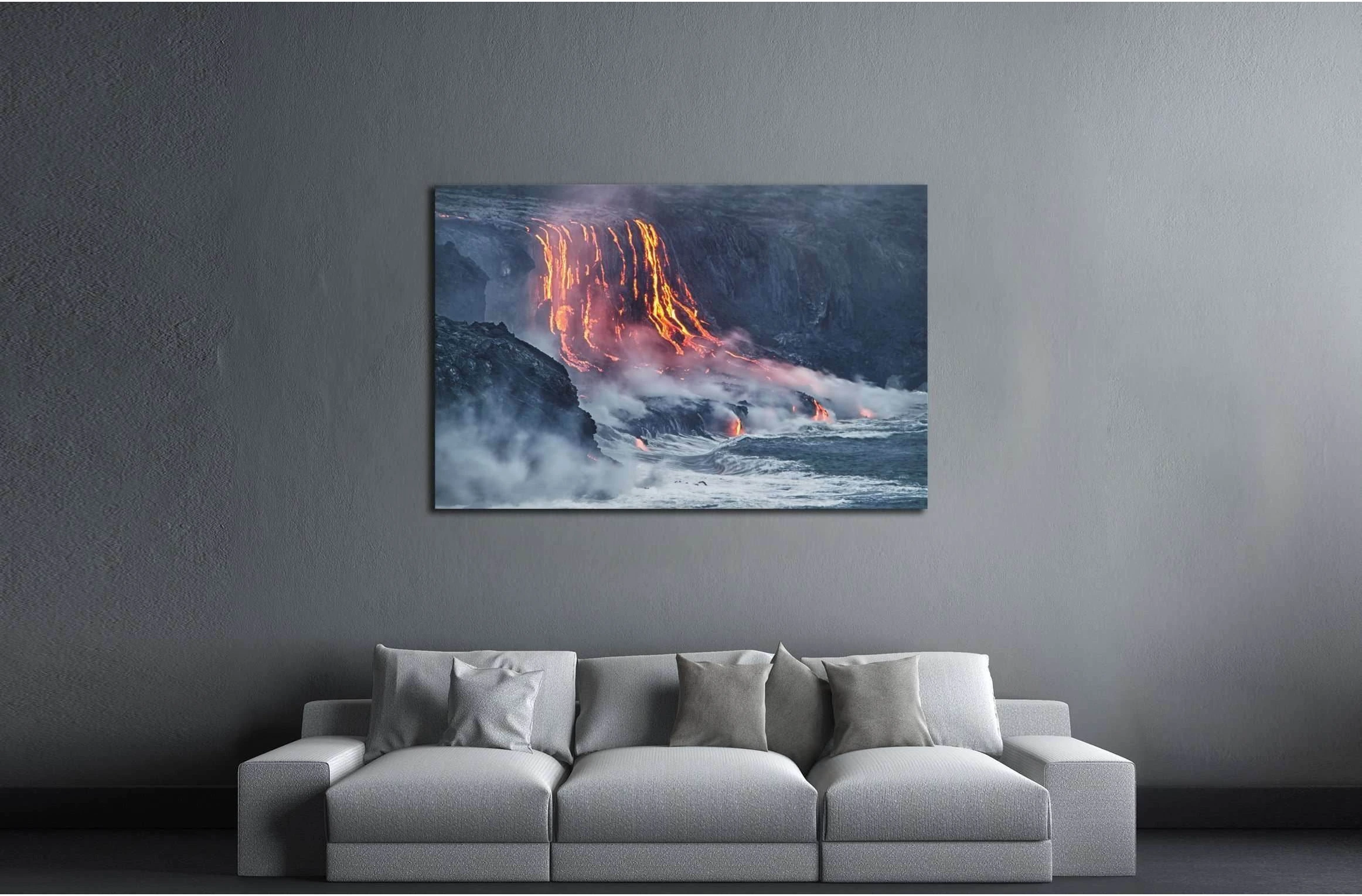 Lava erupting into Pacific Ocean in Hawaii Big Island №2922 Ready to Hang Canvas Print - Zellart Canvas Prints ALL_Products, s-2922