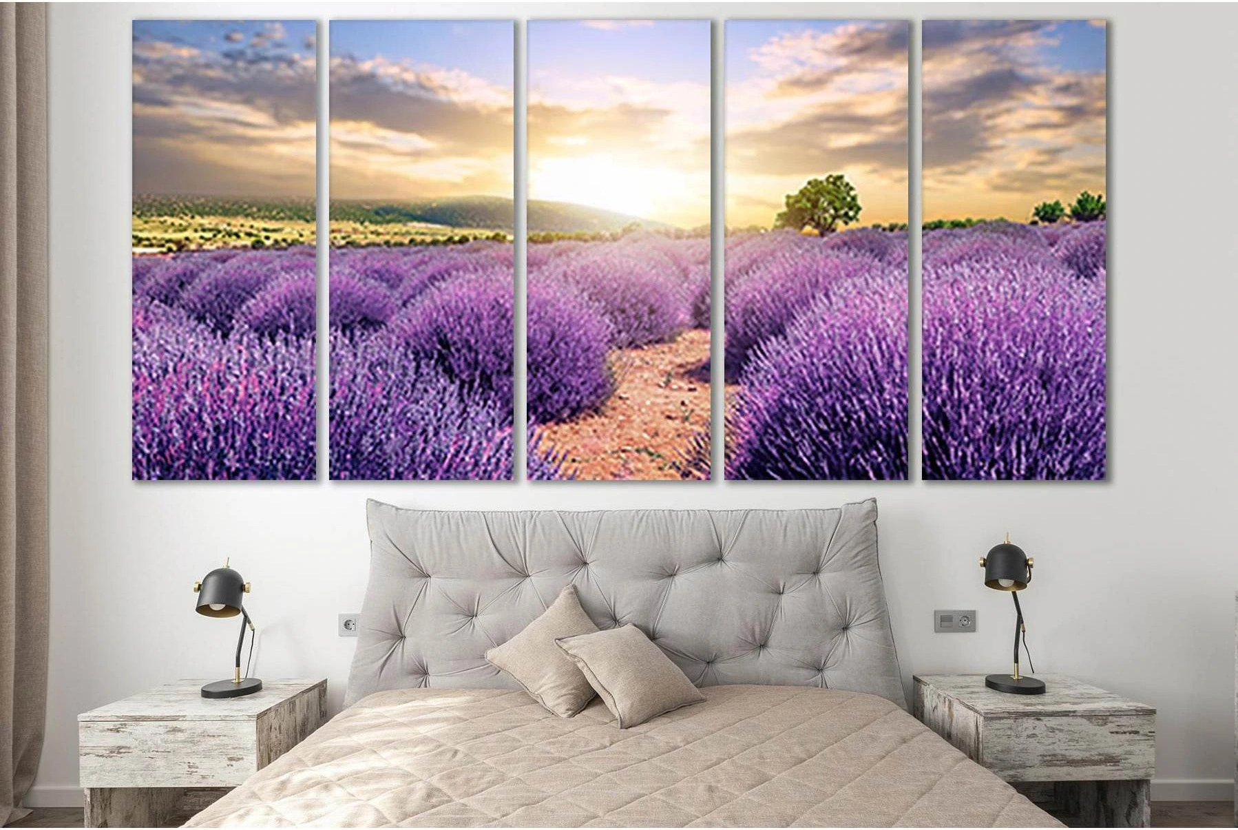 Lavender Field At Sunset №SL669 Ready to Hang Canvas Print - Zellart Canvas Prints 0new, ALL_Products, Floral & Botanical Wall Art