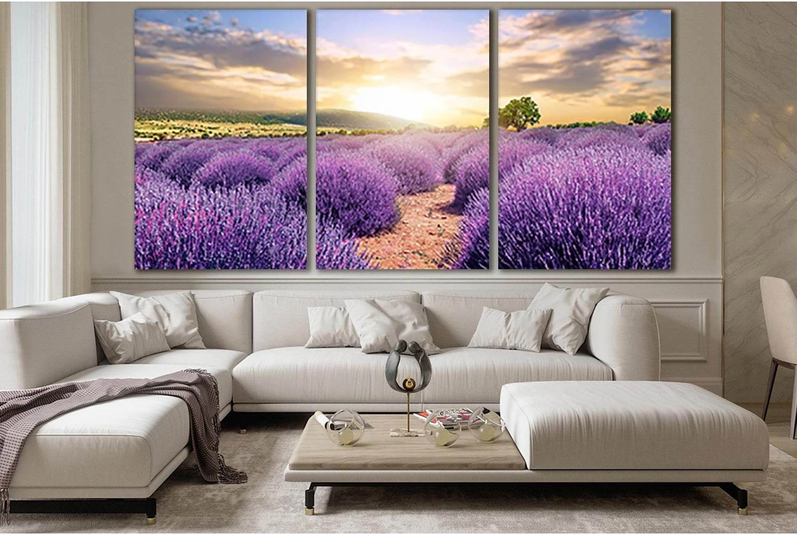 Lavender Field At Sunset №SL669 Ready to Hang Canvas Print - Zellart Canvas Prints 0new, ALL_Products, Floral & Botanical Wall Art