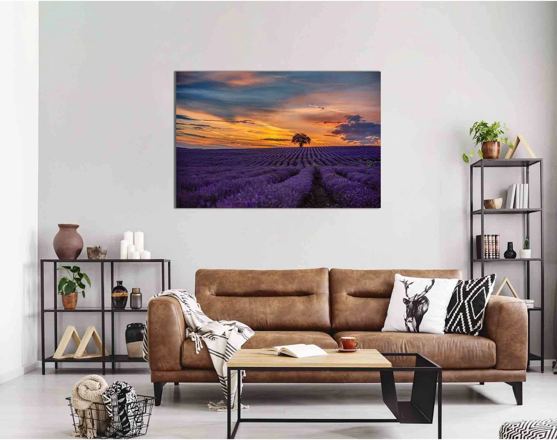 Lavender field in Canada №D2027 Ready to Hang Canvas Print - Zellart Canvas Prints 0new, ALL_Products, Sunrise & sunset wall art