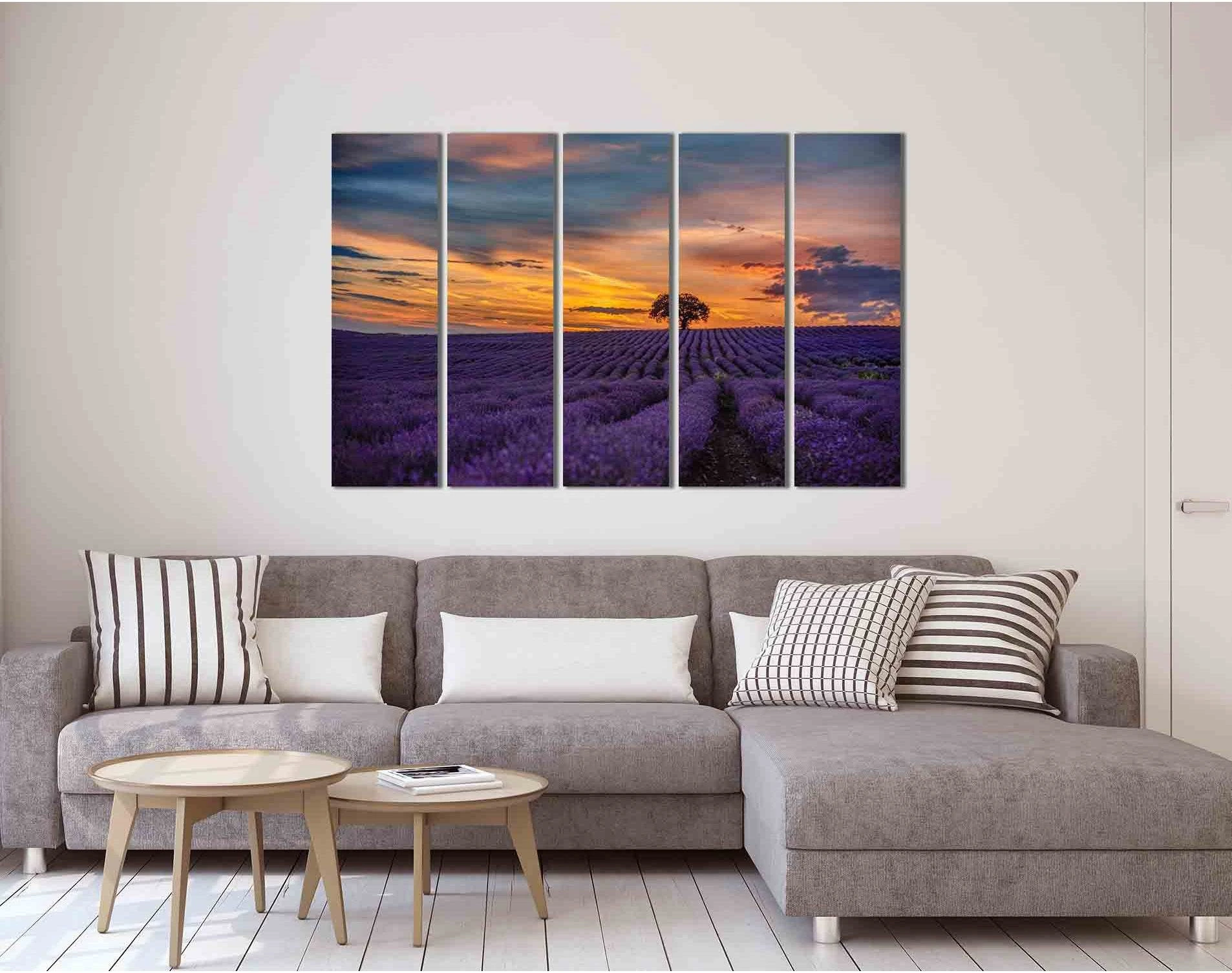 Lavender field in Canada №D2027 Ready to Hang Canvas Print - Zellart Canvas Prints 0new, ALL_Products, Sunrise & sunset wall art