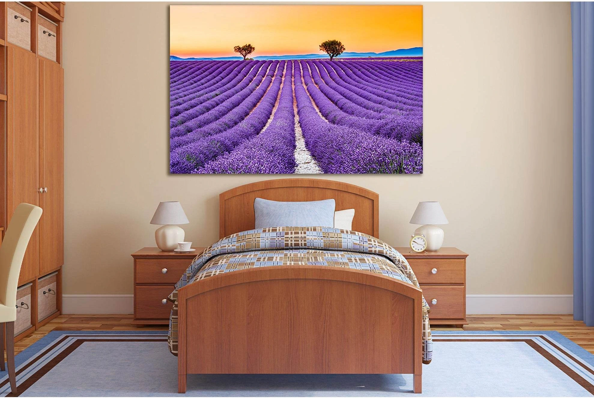 Lavender Field Summer Sunset №SL714 Ready to Hang Canvas Print - Zellart Canvas Prints 0new, ALL_Products, Floral & Botanical Wall Art