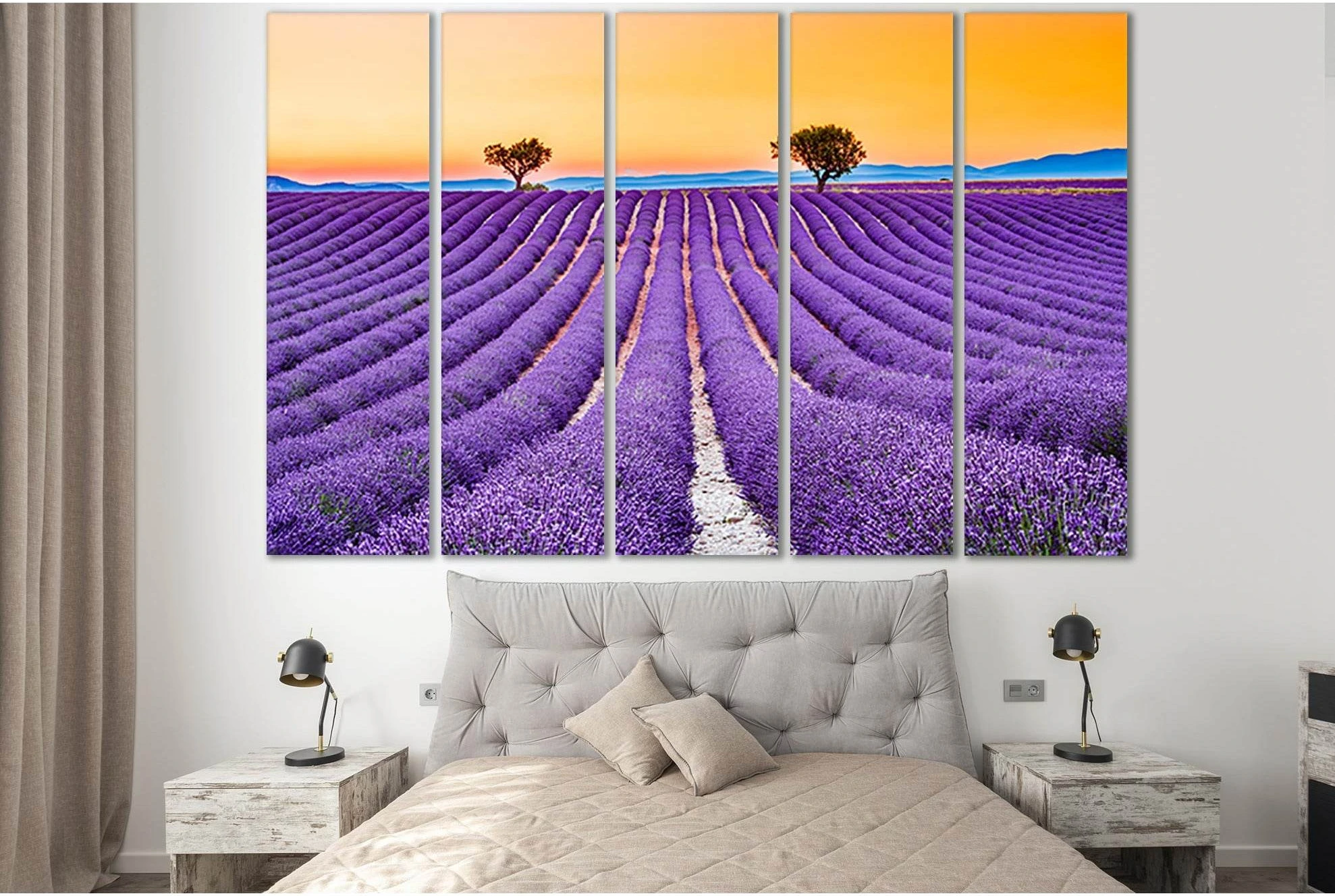 Lavender Field Summer Sunset №SL714 Ready to Hang Canvas Print - Zellart Canvas Prints 0new, ALL_Products, Floral & Botanical Wall Art