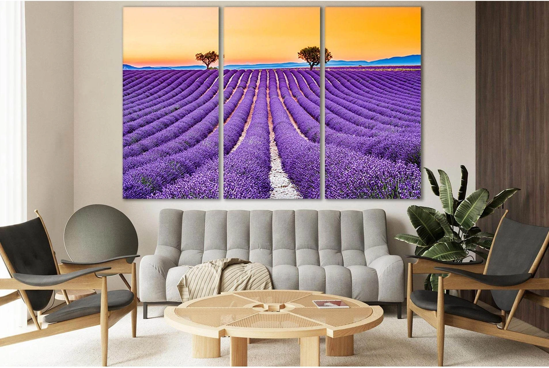 Lavender Field Summer Sunset №SL714 Ready to Hang Canvas Print - Zellart Canvas Prints 0new, ALL_Products, Floral & Botanical Wall Art