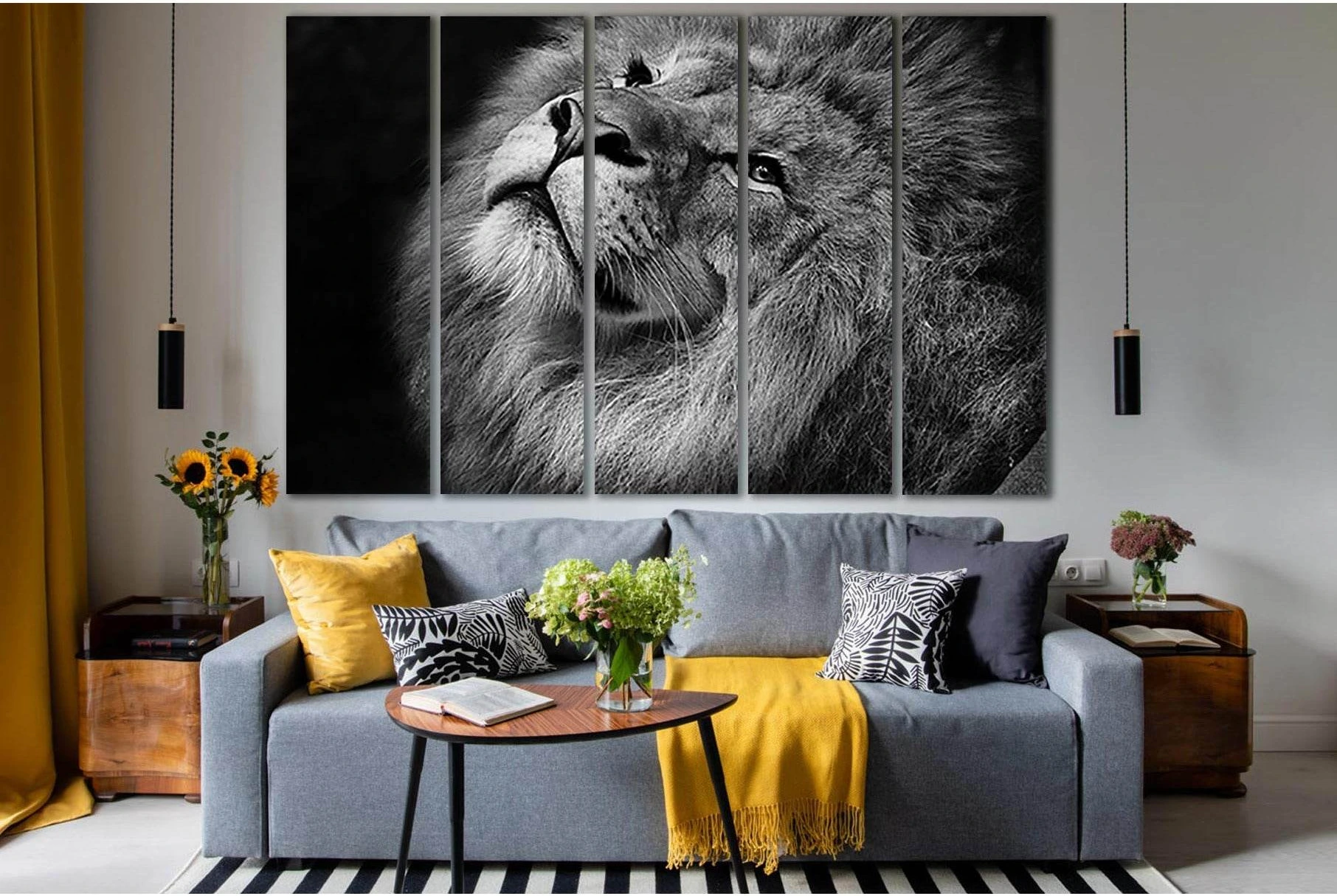 Leo Portrait Black & White №SL862 Ready to Hang Canvas Print - Zellart Canvas Prints 0new, ALL_Products, Black & White Wall Art