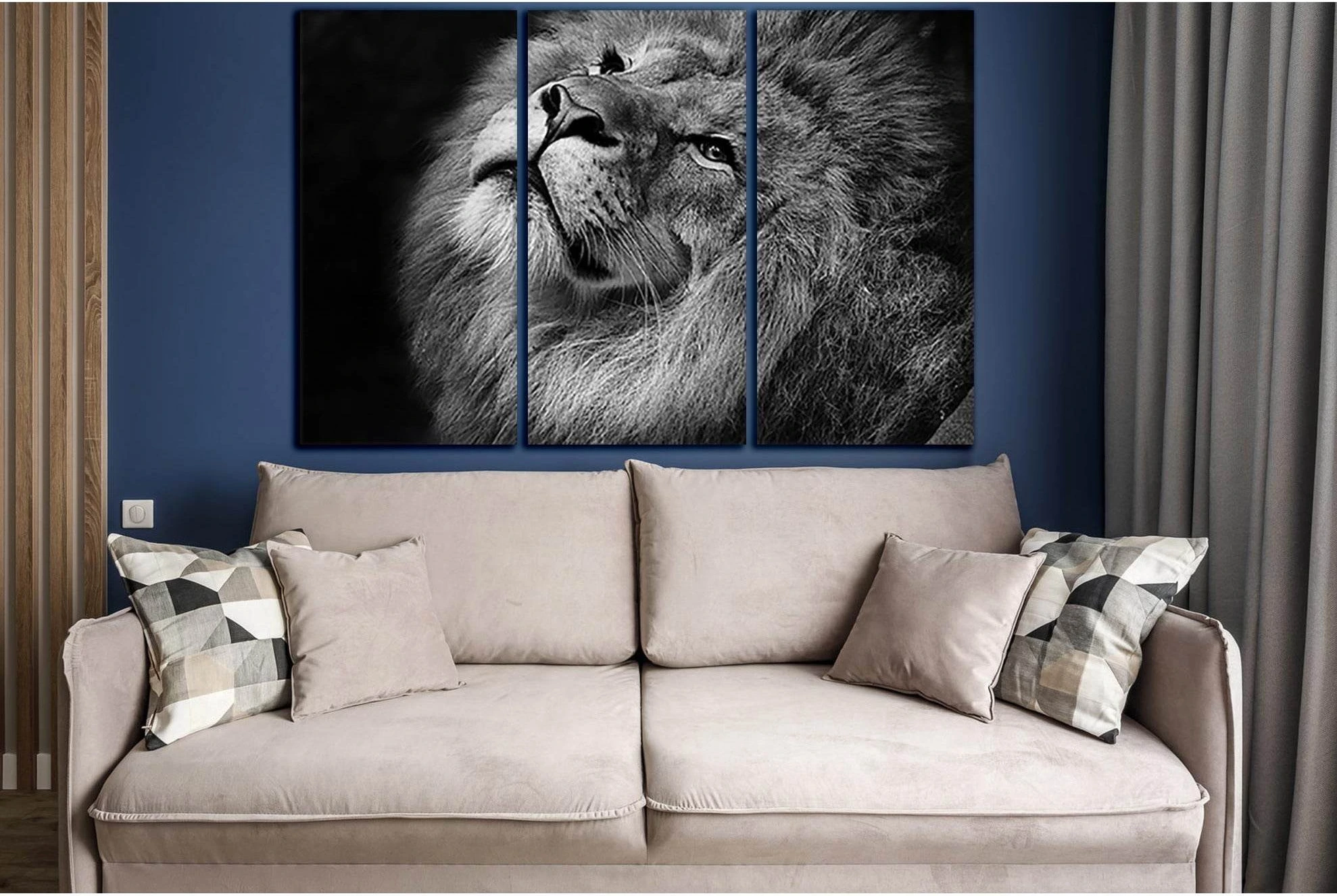 Leo Portrait Black & White №SL862 Ready to Hang Canvas Print - Zellart Canvas Prints 0new, ALL_Products, Black & White Wall Art