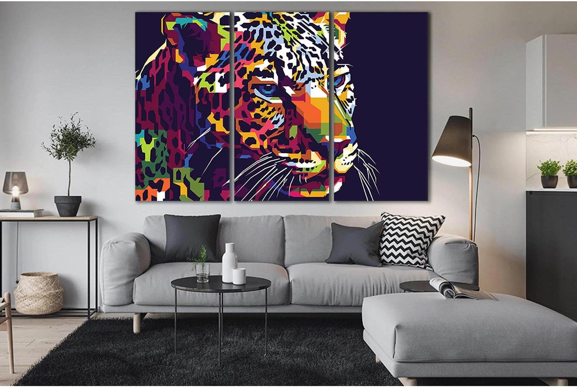 Leopard Face With Pop Art Style №SL533 Ready to Hang Canvas Print - Zellart Canvas Prints 0new, ALL_Products, Pop ART