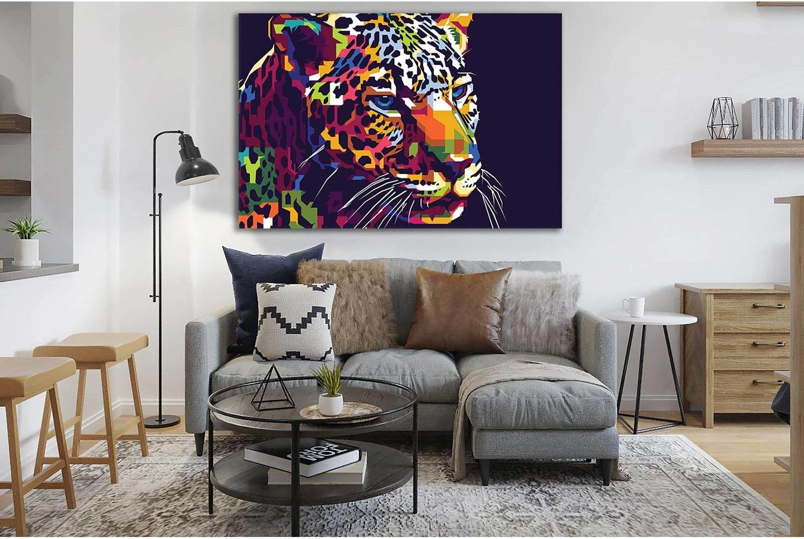 Leopard Face With Pop Art Style №SL533 Ready to Hang Canvas Print - Zellart Canvas Prints 0new, ALL_Products, Pop ART