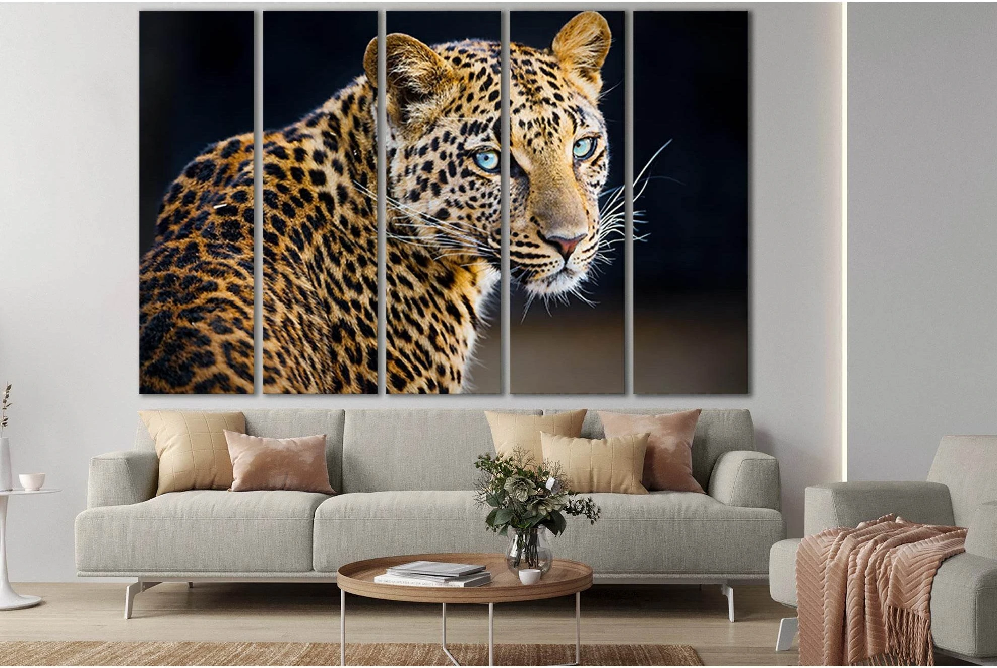 Leopard On A Black Background №SL1535 Ready to Hang Canvas Print - Zellart Canvas Prints 0new, ALL_Products, Animals & Wildlife