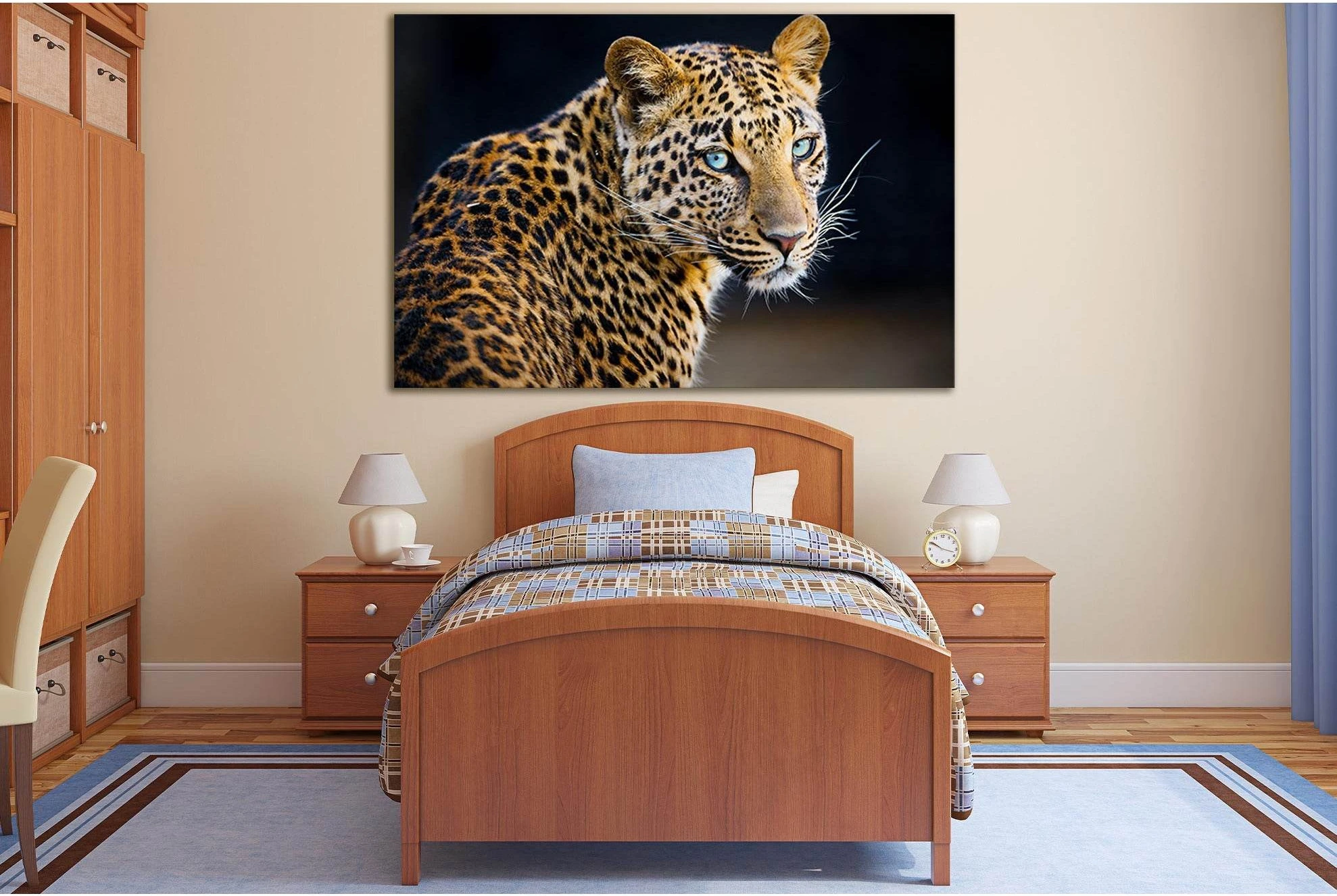Leopard On A Black Background №SL1535 Ready to Hang Canvas Print - Zellart Canvas Prints 0new, ALL_Products, Animals & Wildlife