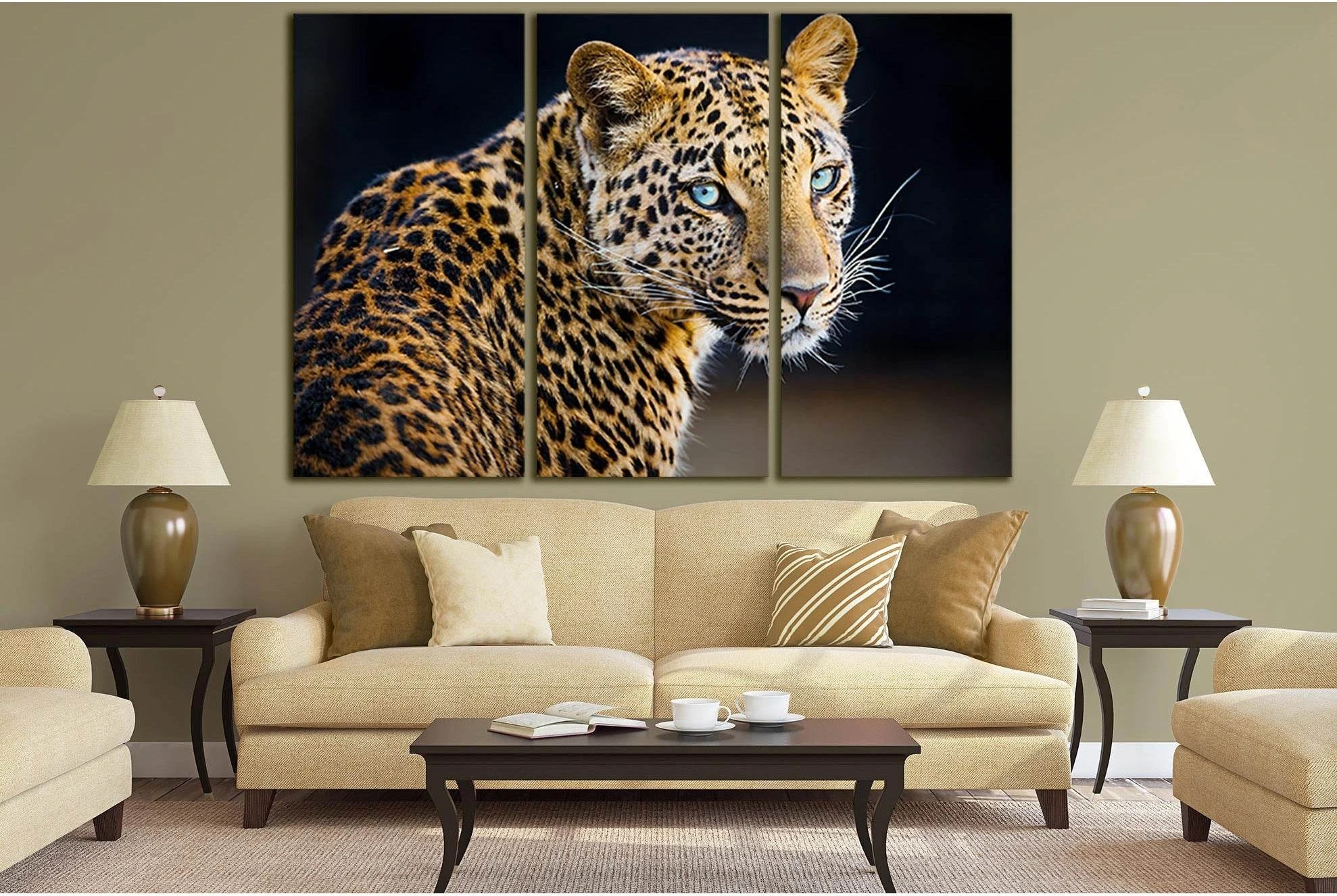 Leopard On A Black Background №SL1535 Ready to Hang Canvas Print - Zellart Canvas Prints 0new, ALL_Products, Animals & Wildlife