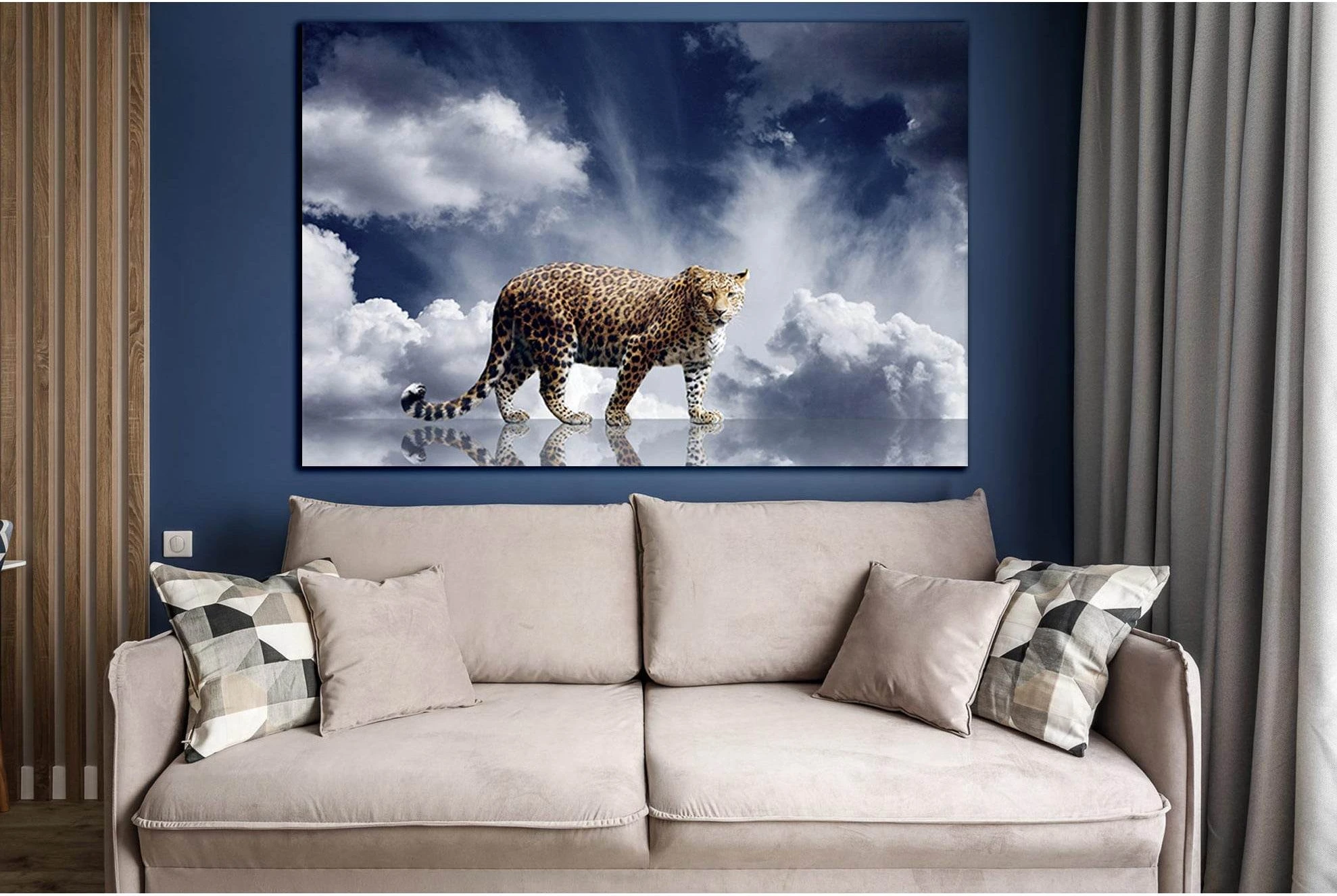 Leopard On Sky Background №SL1038 Ready to Hang Canvas Print - Zellart Canvas Prints 0new, ALL_Products, Animals & Wildlife