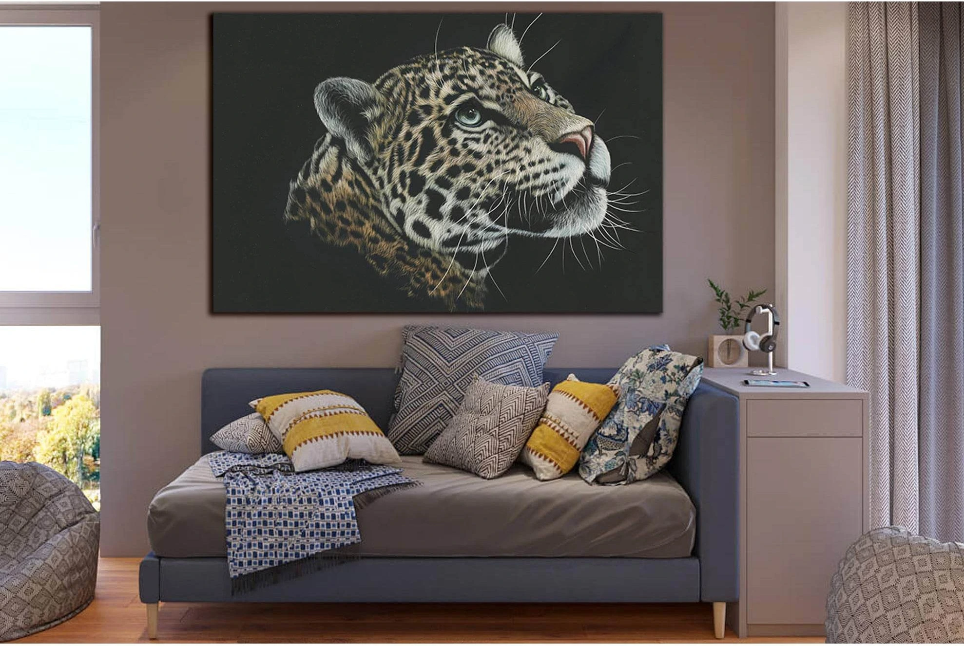 Leopard Painting №SL1534 Ready to Hang Canvas Print - Zellart Canvas Prints 0new, ALL_Products, Animals & Wildlife