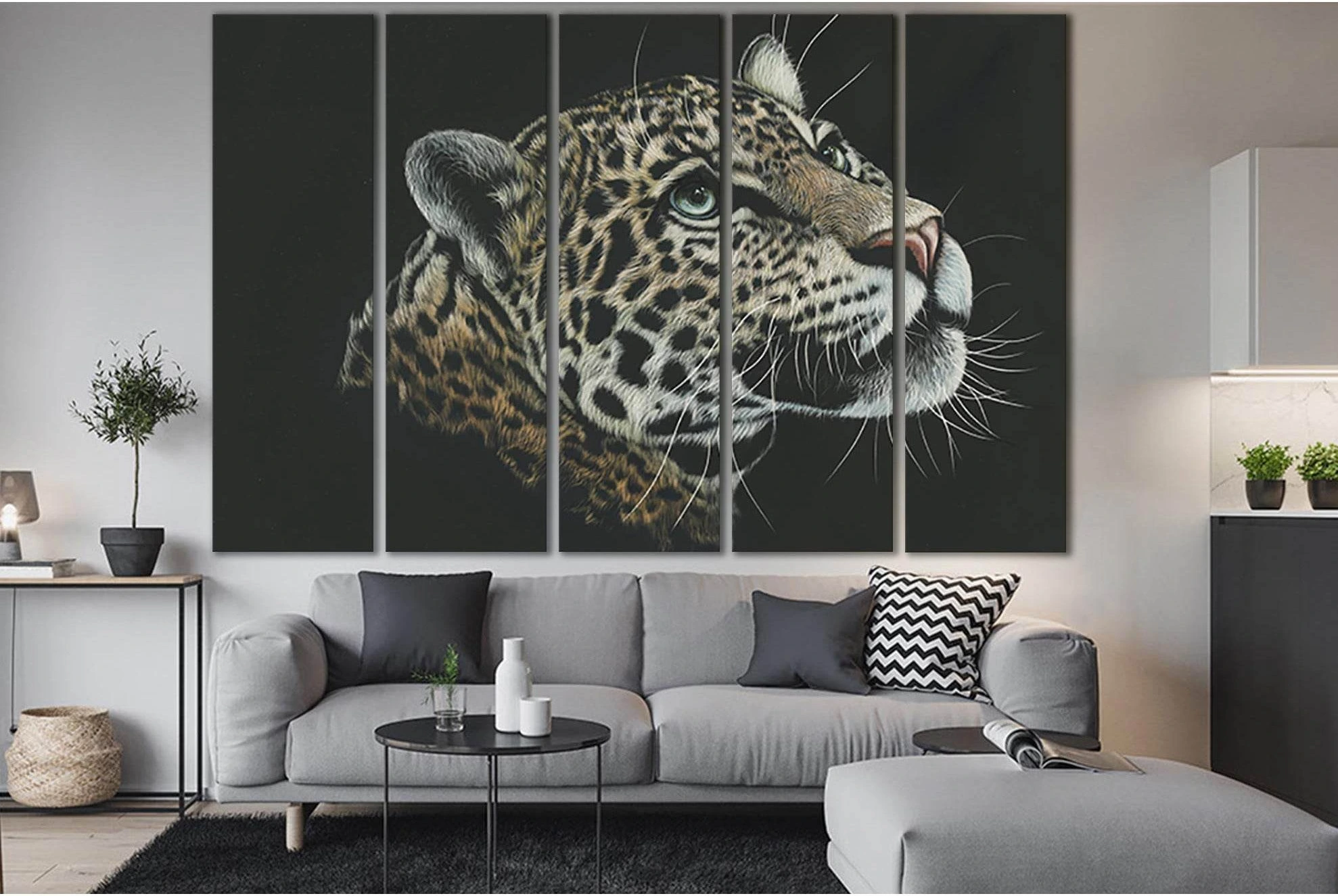 Leopard Painting №SL1534 Ready to Hang Canvas Print - Zellart Canvas Prints 0new, ALL_Products, Animals & Wildlife