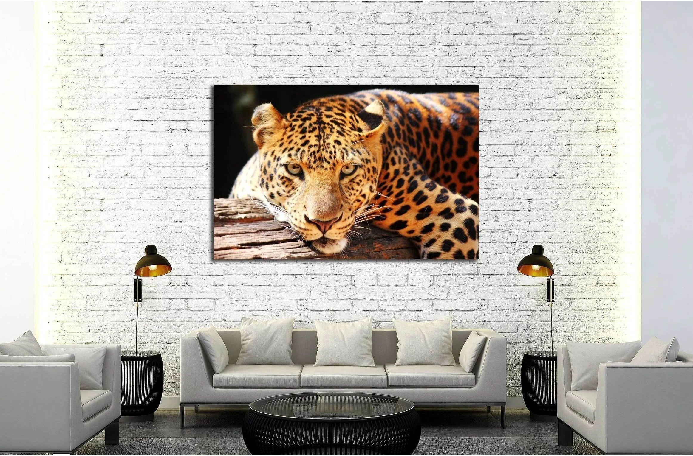 leopard panther resting relax on tree №2349 Ready to Hang Canvas Print - Zellart Canvas Prints ALL_Products, s-2349
