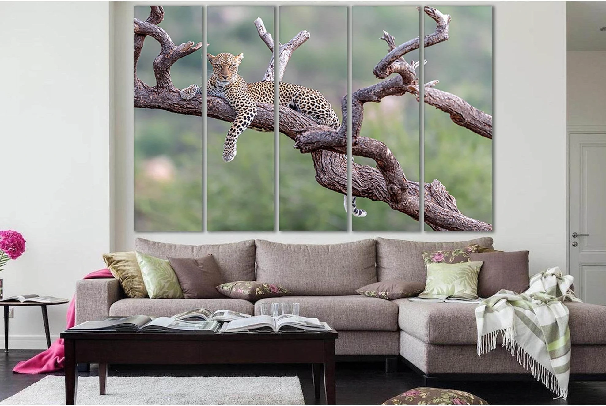 Leopard Resting On Tree №SL1004 Ready to Hang Canvas Print - Zellart Canvas Prints 0new, ALL_Products, Animals & Wildlife