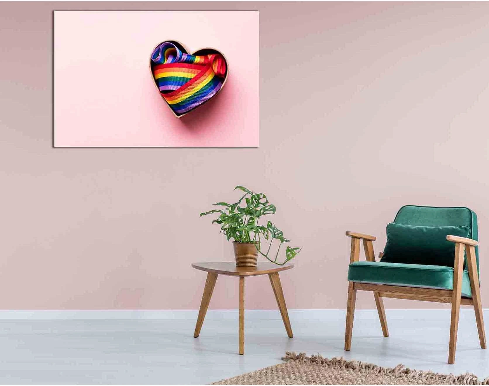 LGBT rainbow ribbon №2120 Ready to Hang Canvas Print - Zellart Canvas Prints 2120, ALL_Products