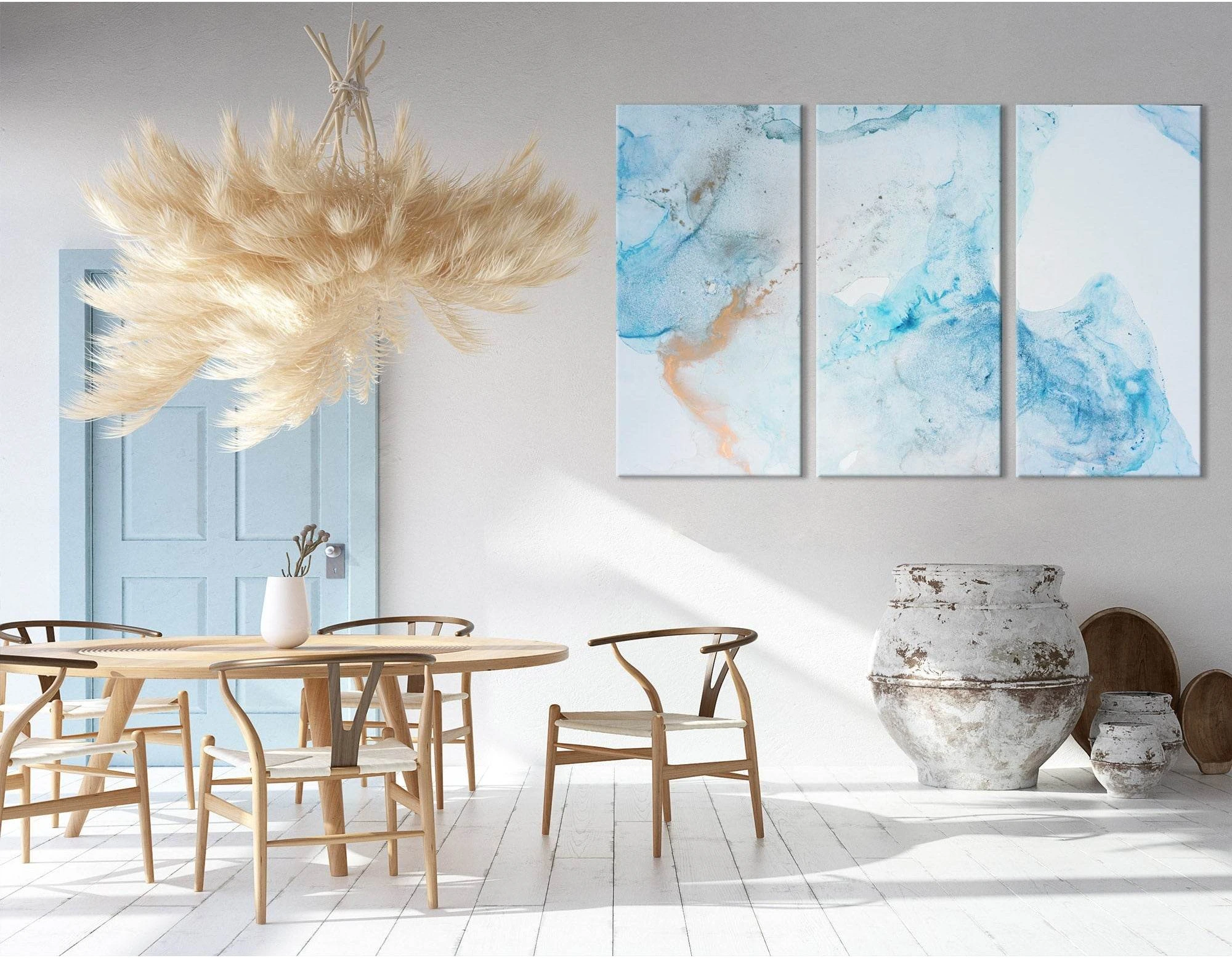 Light Blue Abstract №04297 Ready to Hang Canvas Print - Zellart Canvas Prints ALL_Products