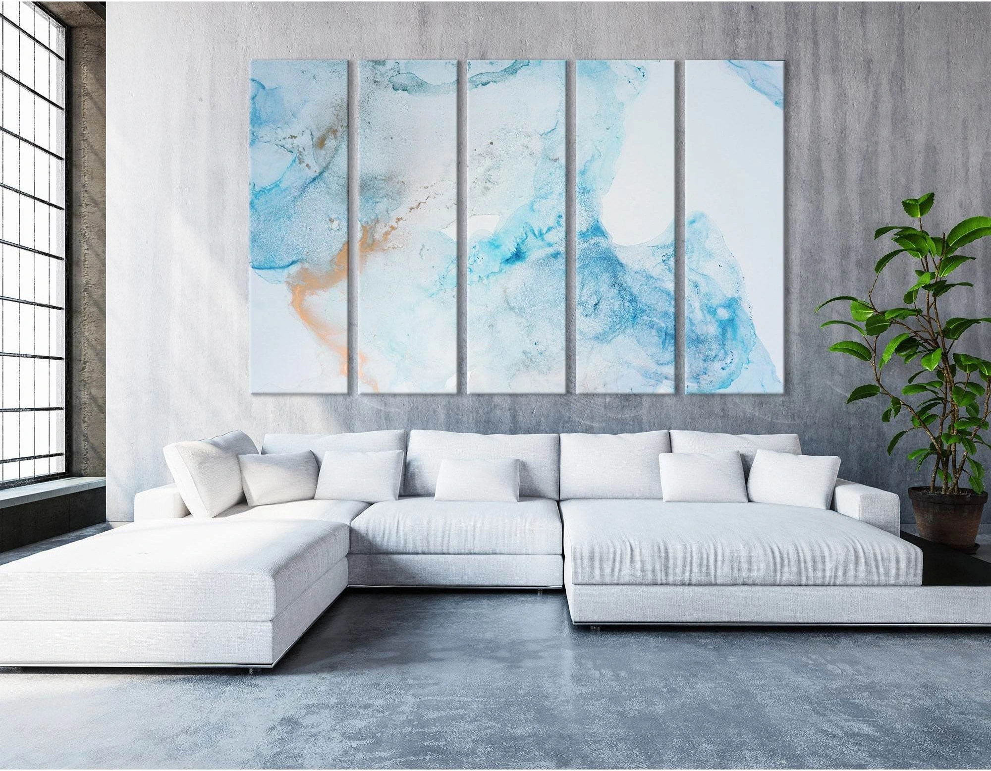 Light Blue Abstract №04297 Ready to Hang Canvas Print - Zellart Canvas Prints ALL_Products