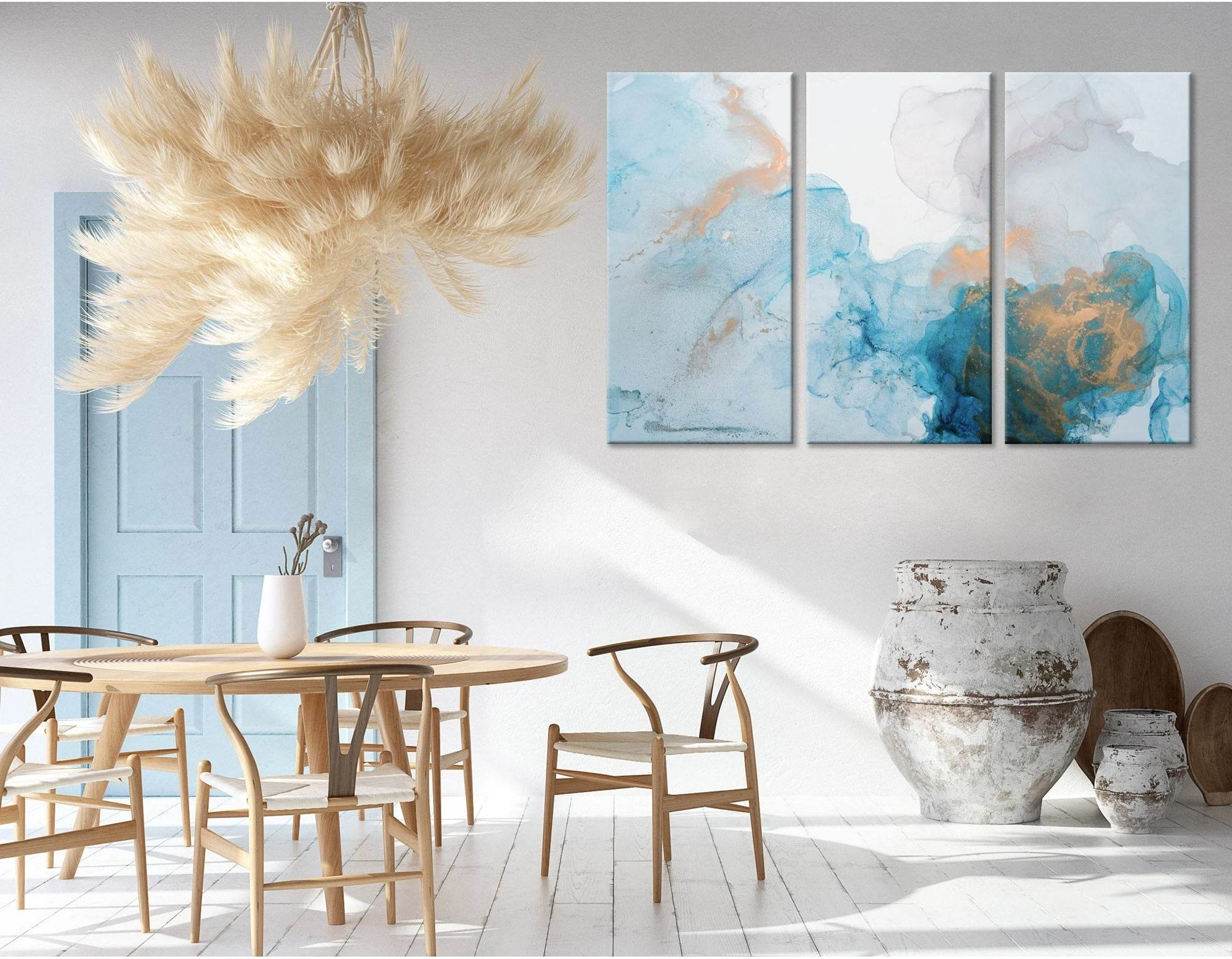 Light Blue Abstract №04397 Ready to Hang Canvas Print - Zellart Canvas Prints ALL_Products