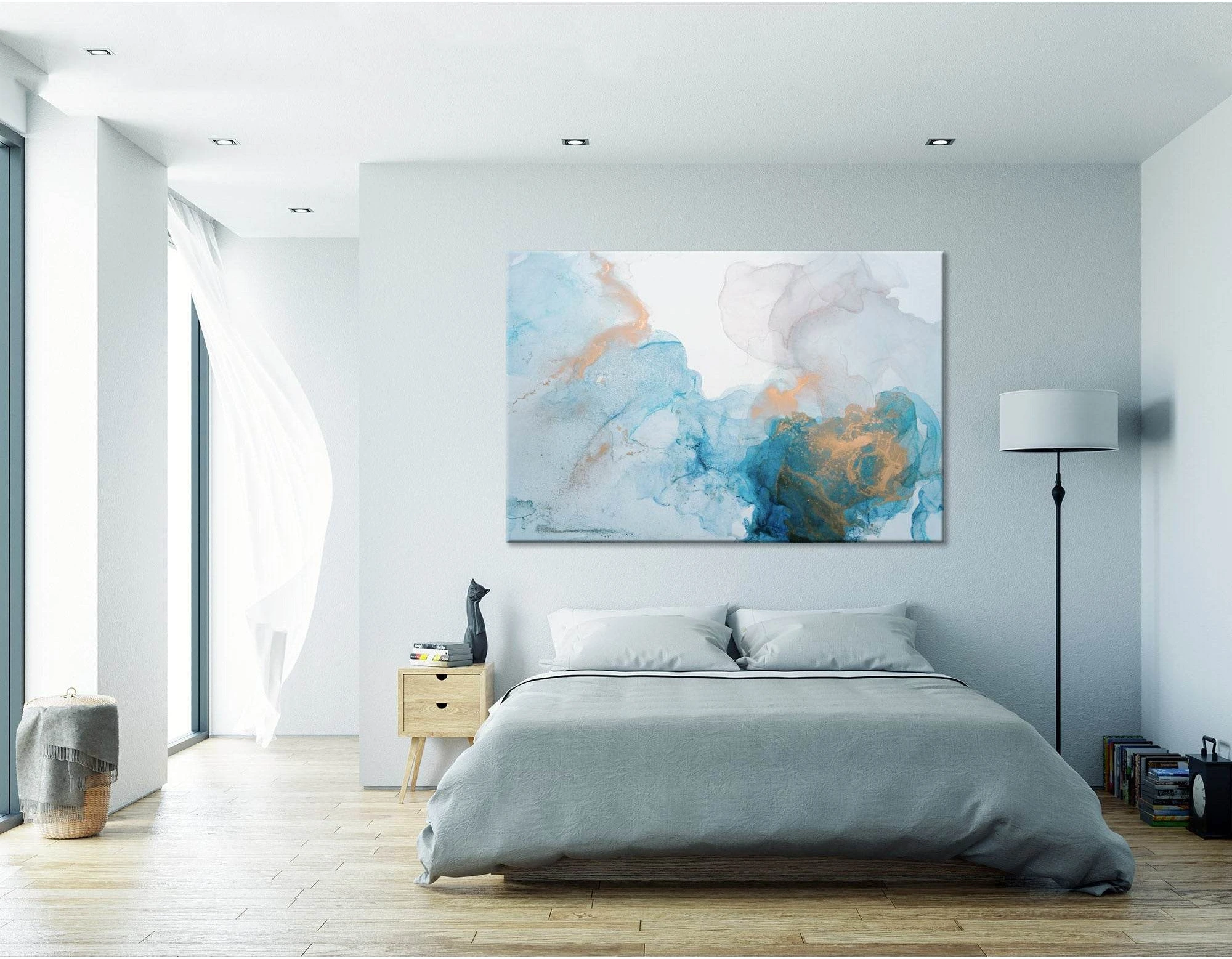 Light Blue Abstract №04397 Ready to Hang Canvas Print - Zellart Canvas Prints ALL_Products