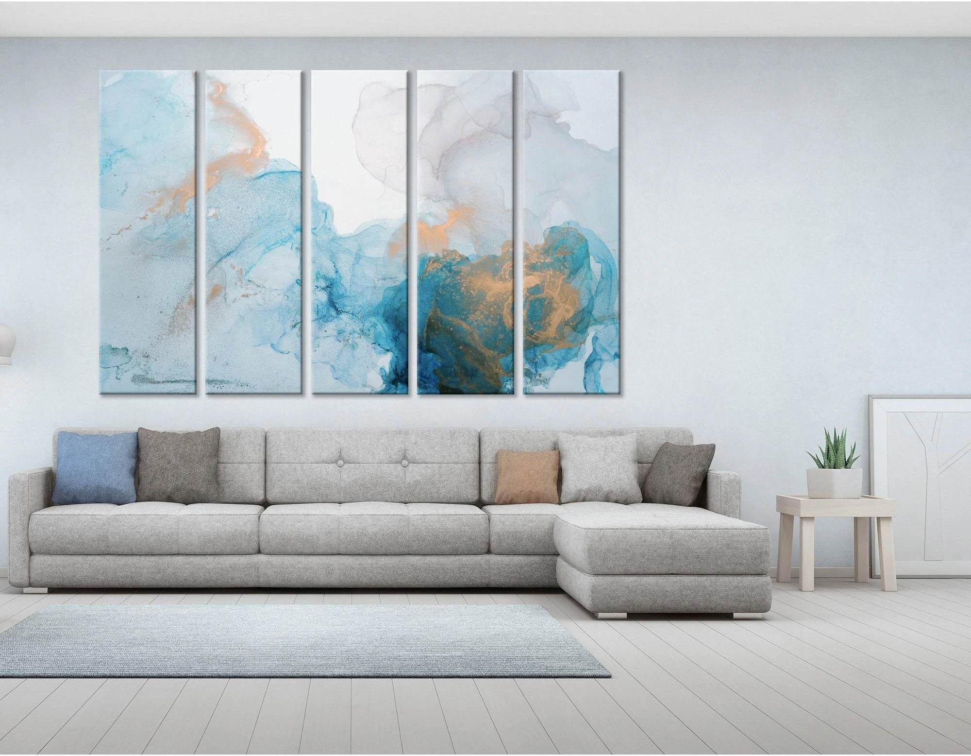 Light Blue Abstract №04397 Ready to Hang Canvas Print - Zellart Canvas Prints ALL_Products