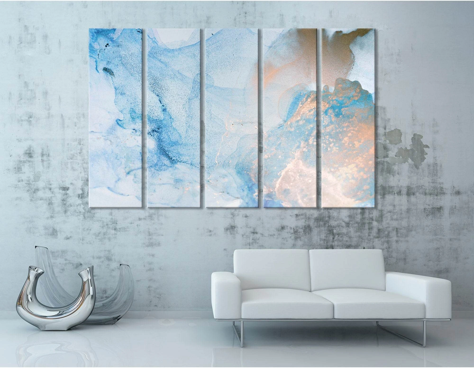 Light Blue Stylish Abstract №04420 Ready to Hang Canvas Print - Zellart Canvas Prints ALL_Products