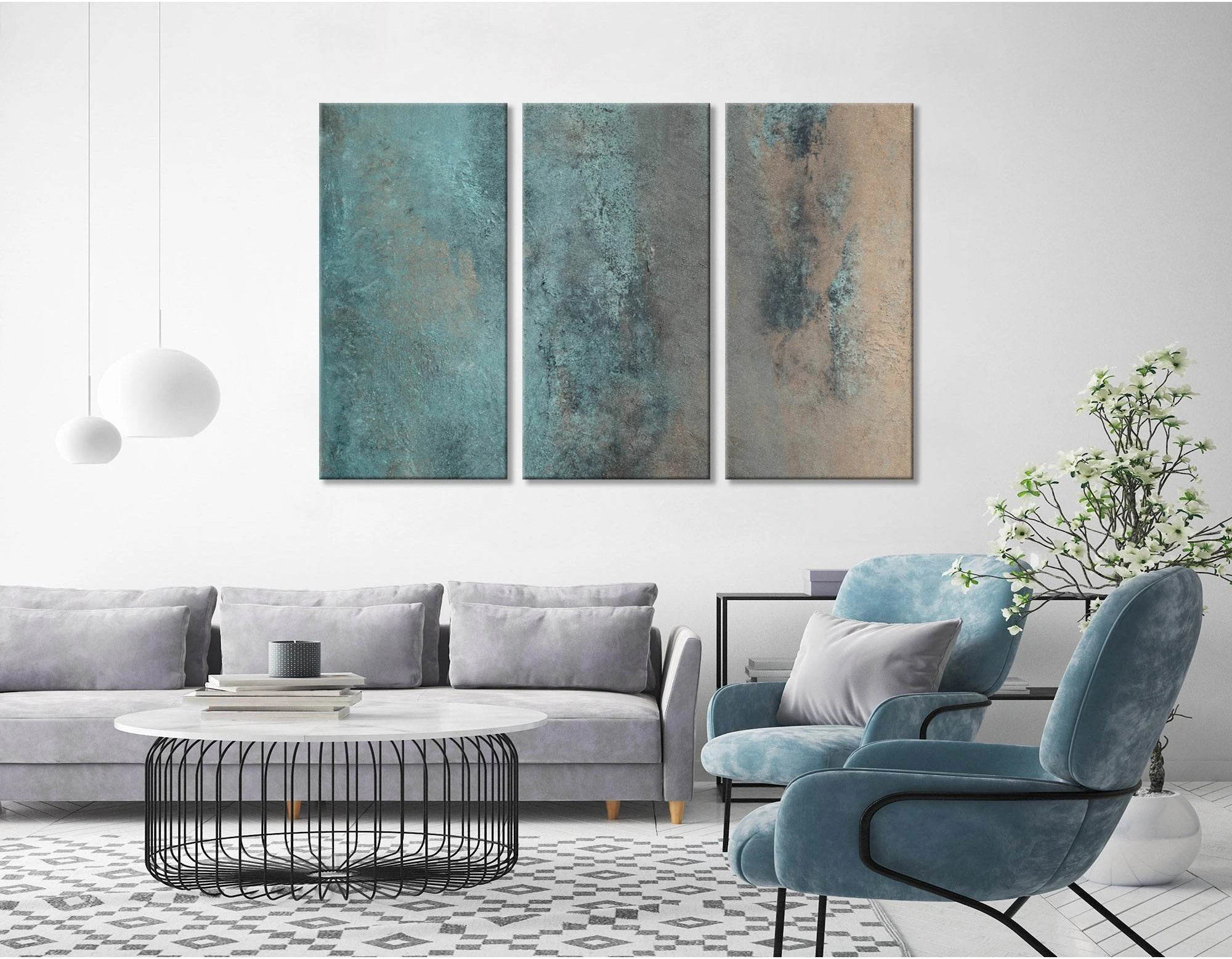 Light Green And Beige Abstract №04372 Ready to Hang Canvas Print - Zellart Canvas Prints ALL_Products